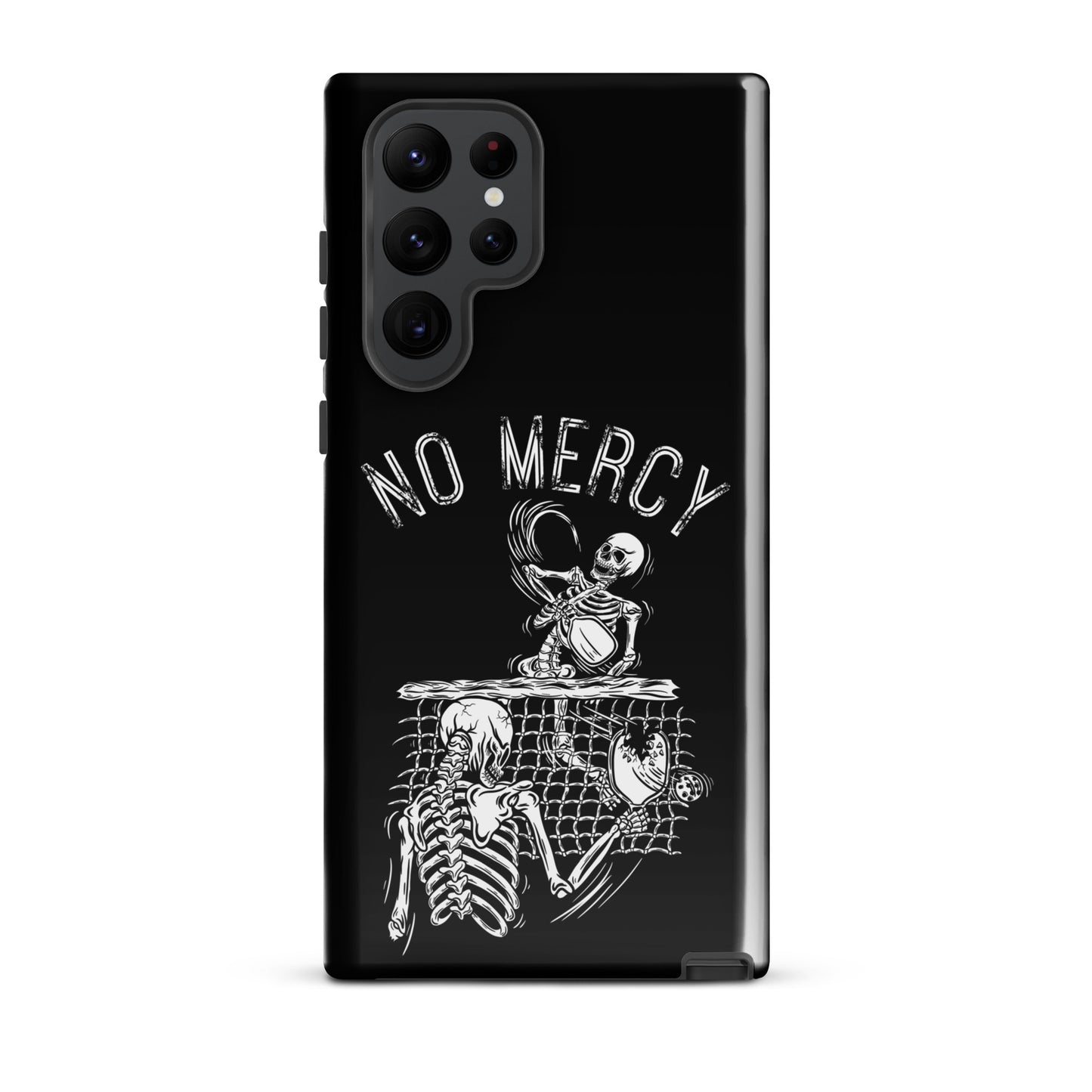 Pickleball Samsung Galaxy case featuring a bold 'No Mercy' design for aggressive players.