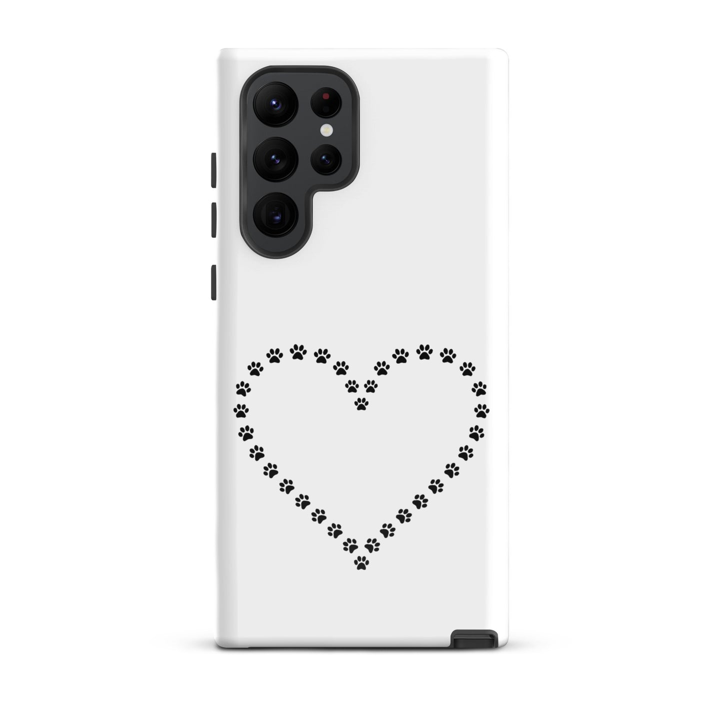 Phone Case for Samsung Galaxy featuring a paw print heart design, perfect for pet lovers.