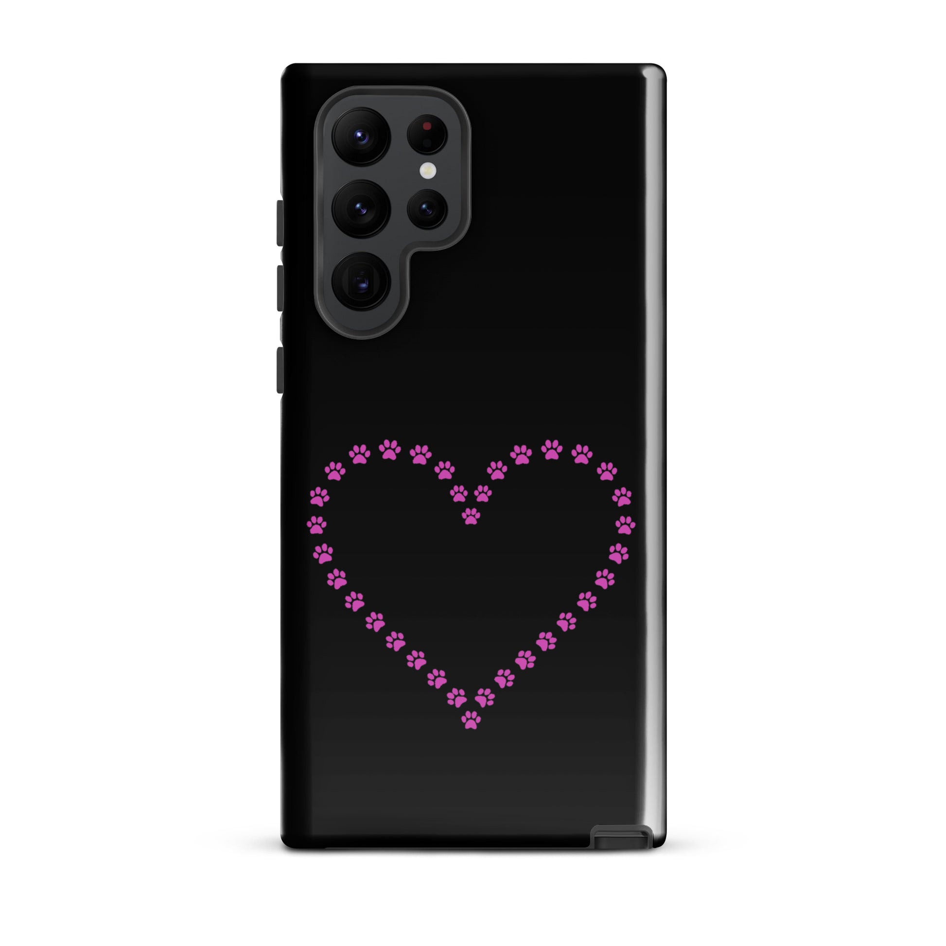Phone Case for Samsung Galaxy featuring paw print heart design, perfect for pet lovers.