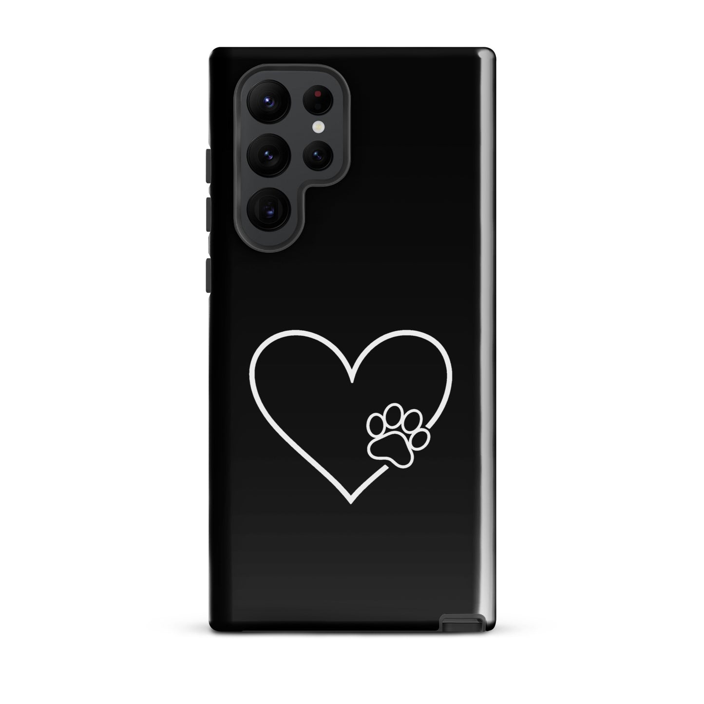 Phone Case for Samsung Galaxy with heart and paw print design, symbolizes pet love, minimalist and protective for pet enthusiasts.
