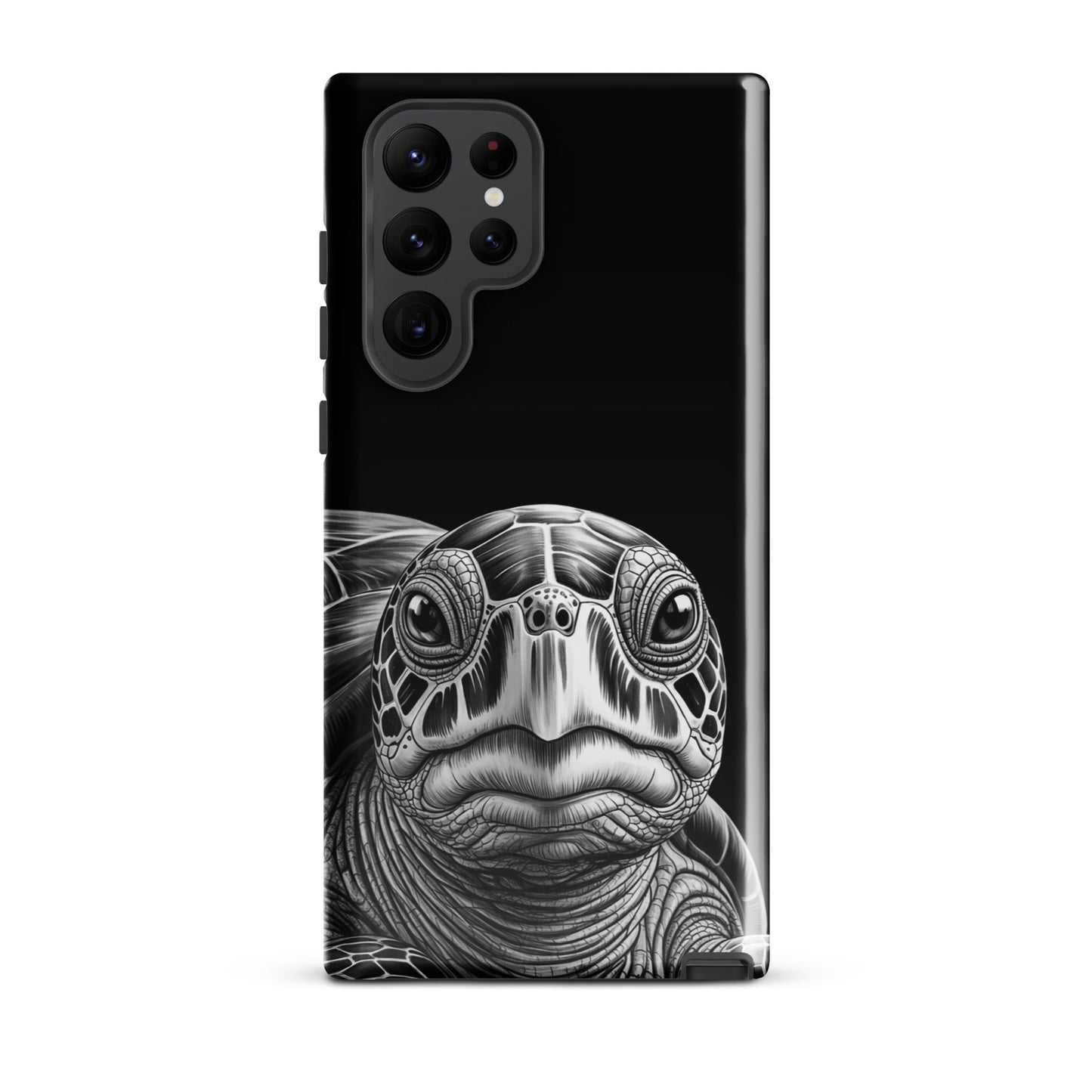 Phone Case for Samsung Galaxy with black-and-white ancient sea turtle design
