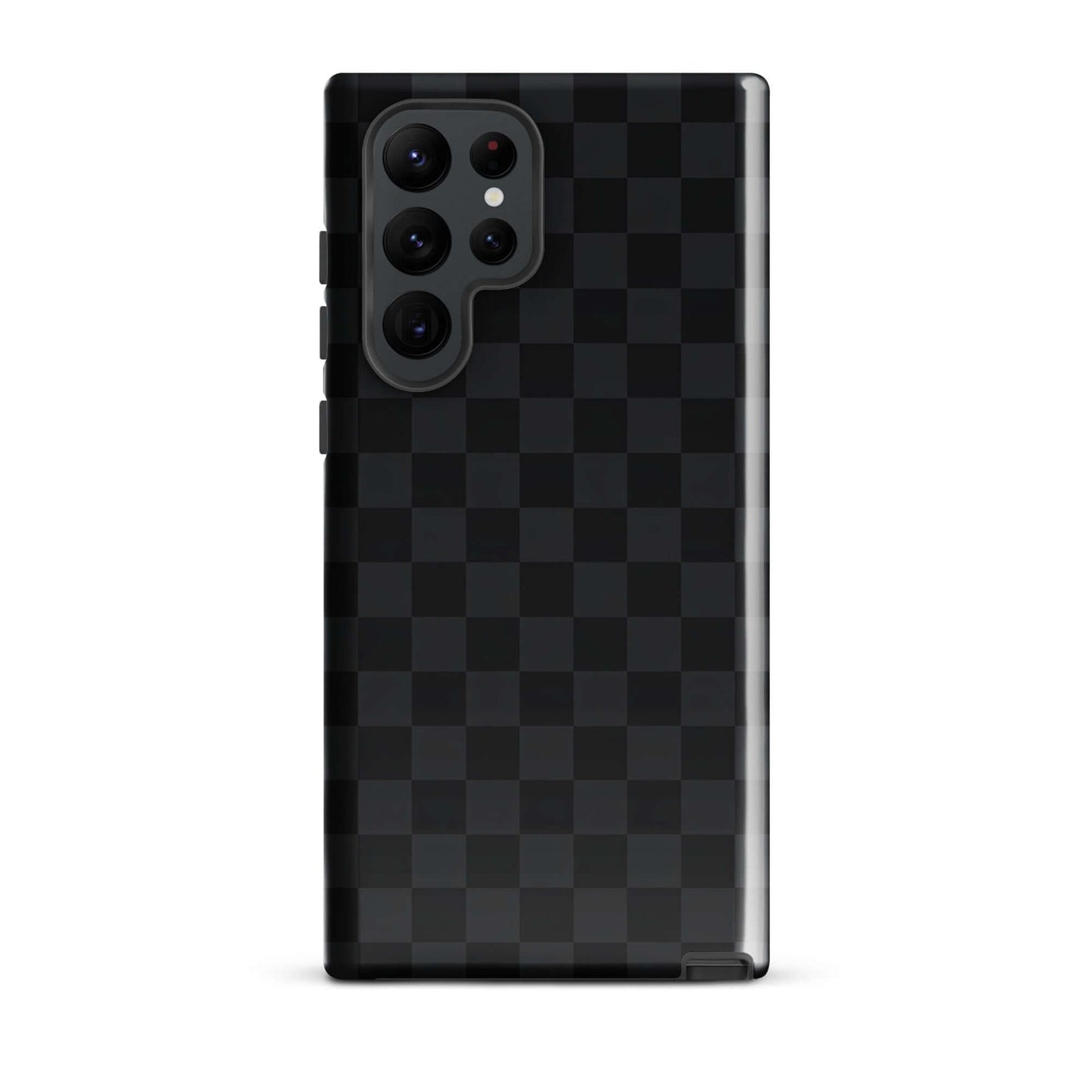 Phone Case for Samsung Galaxy with black charcoal checkered design providing sleek, modern protection.