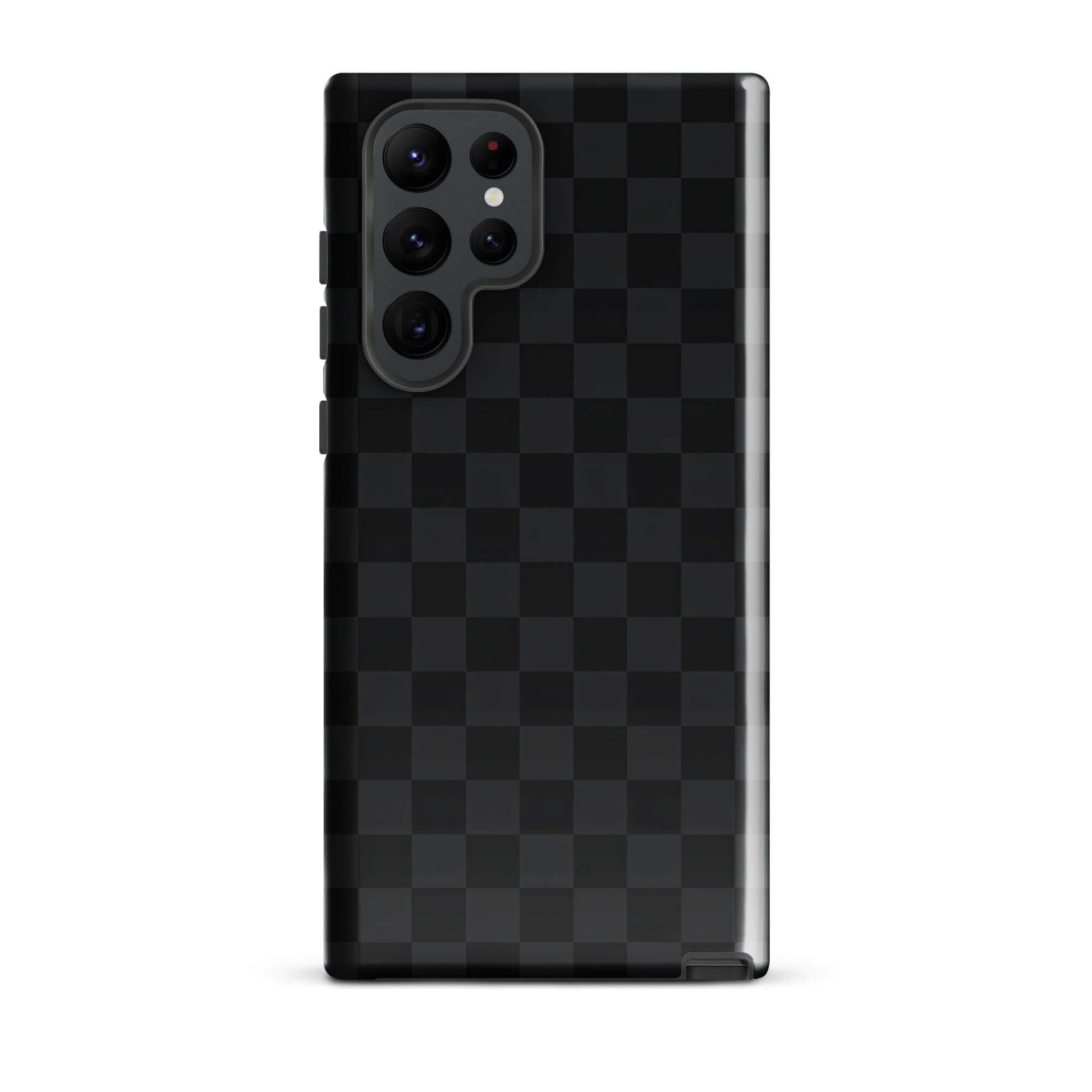 Phone Case for Samsung Galaxy with black charcoal checkered design providing sleek, modern protection.