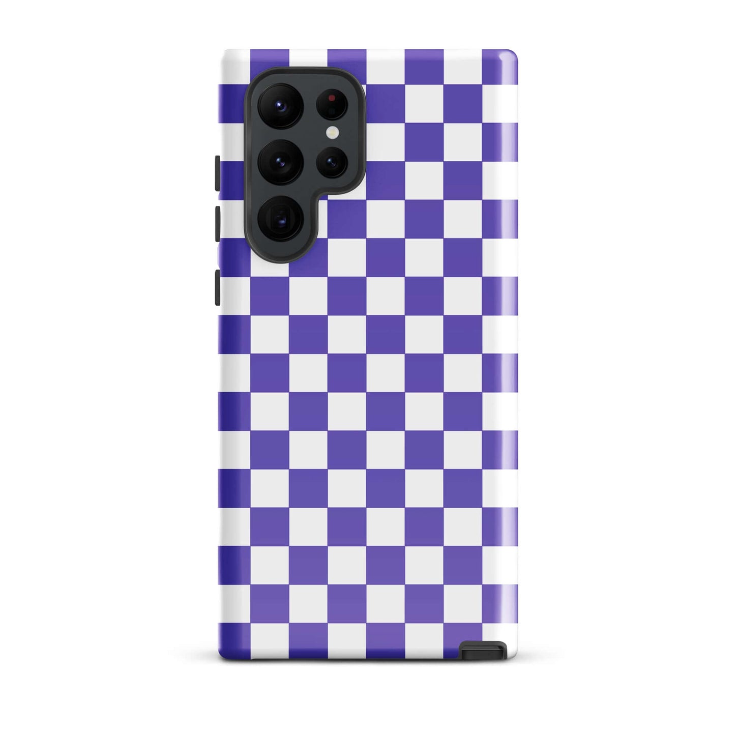 Phone Case for Samsung Galaxy with purple and white checkered pattern for stylish personality.