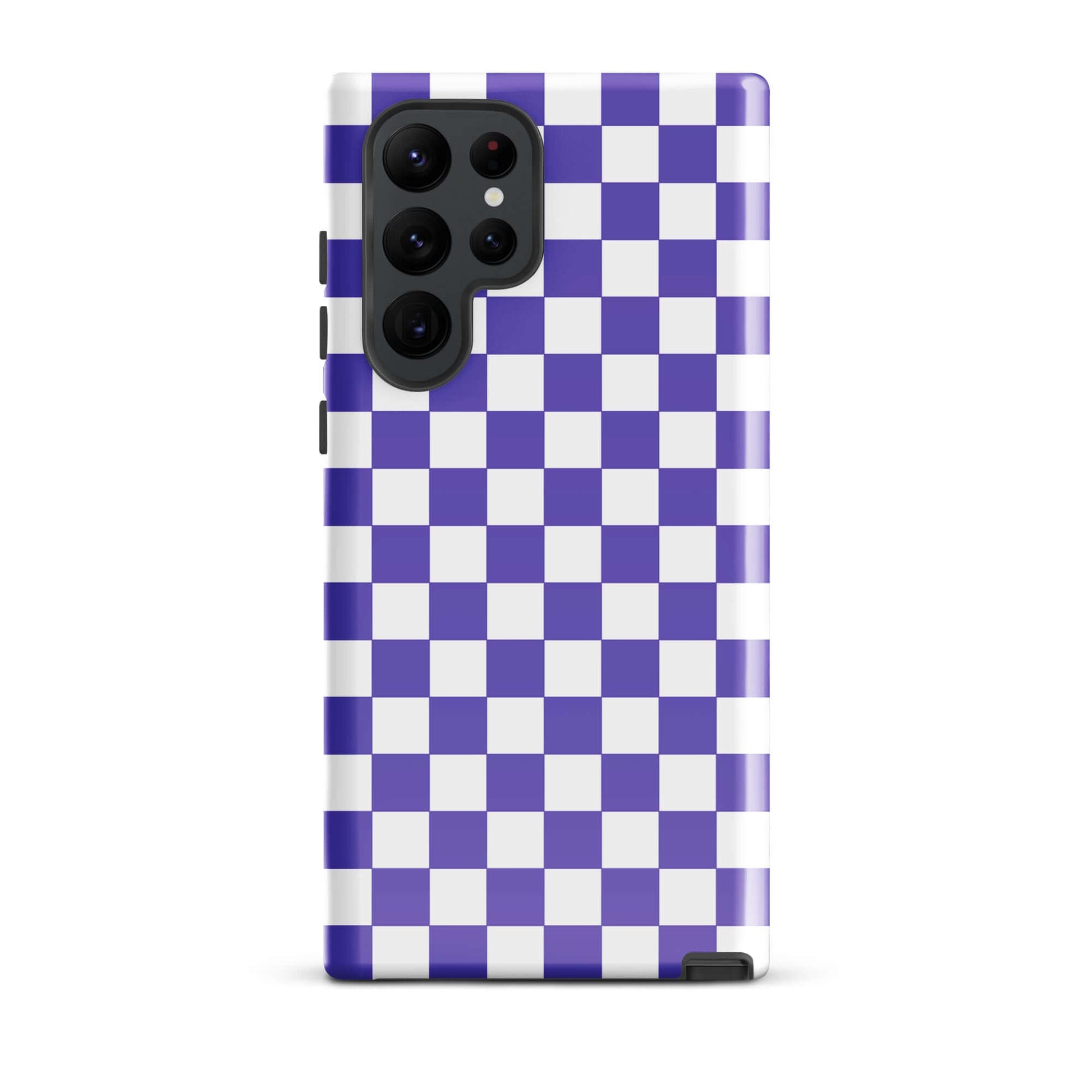Phone Case for Samsung Galaxy with purple and white checkered pattern for stylish personality.