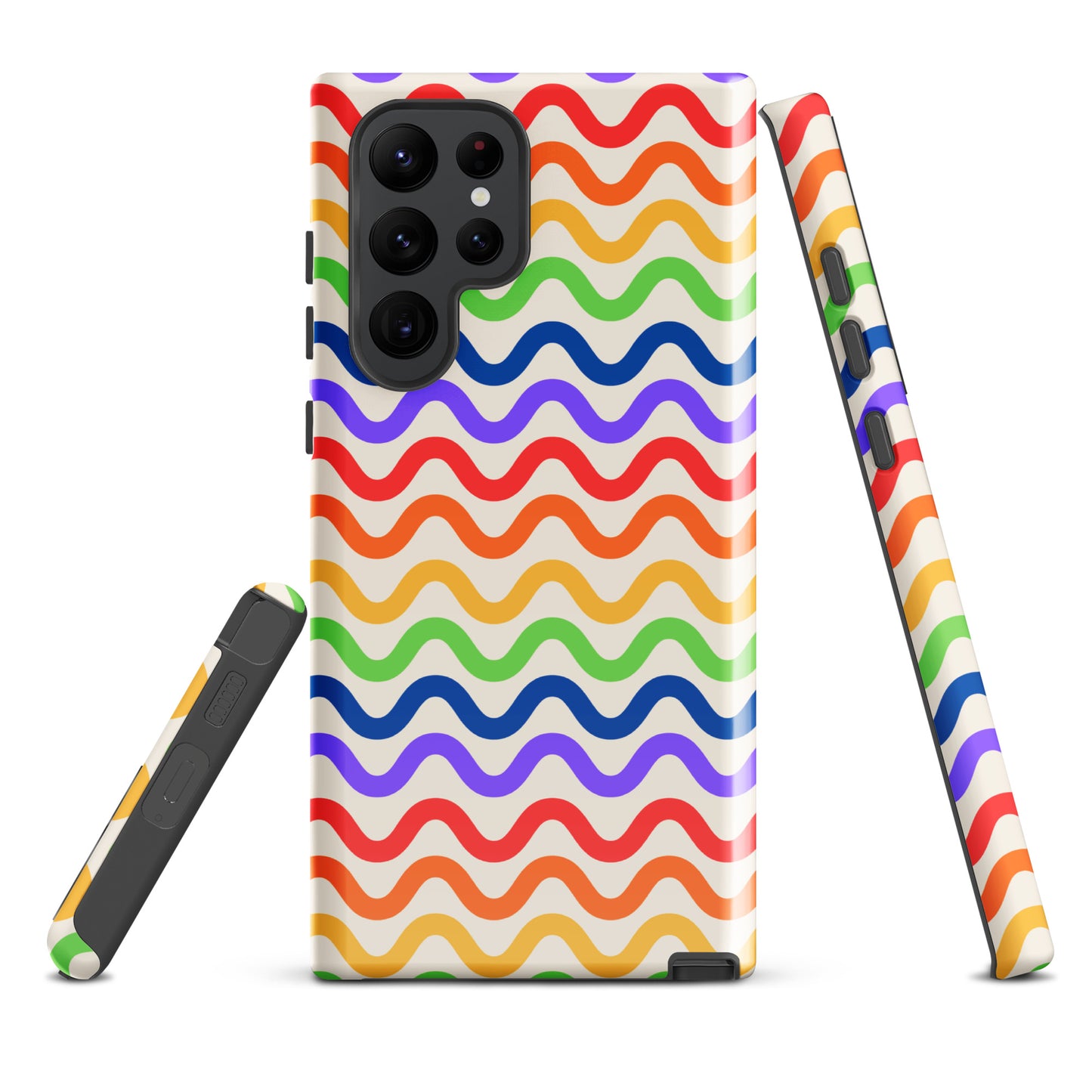 Phone Case for Samsung Galaxy with wavy rainbow design offering vibrant protection