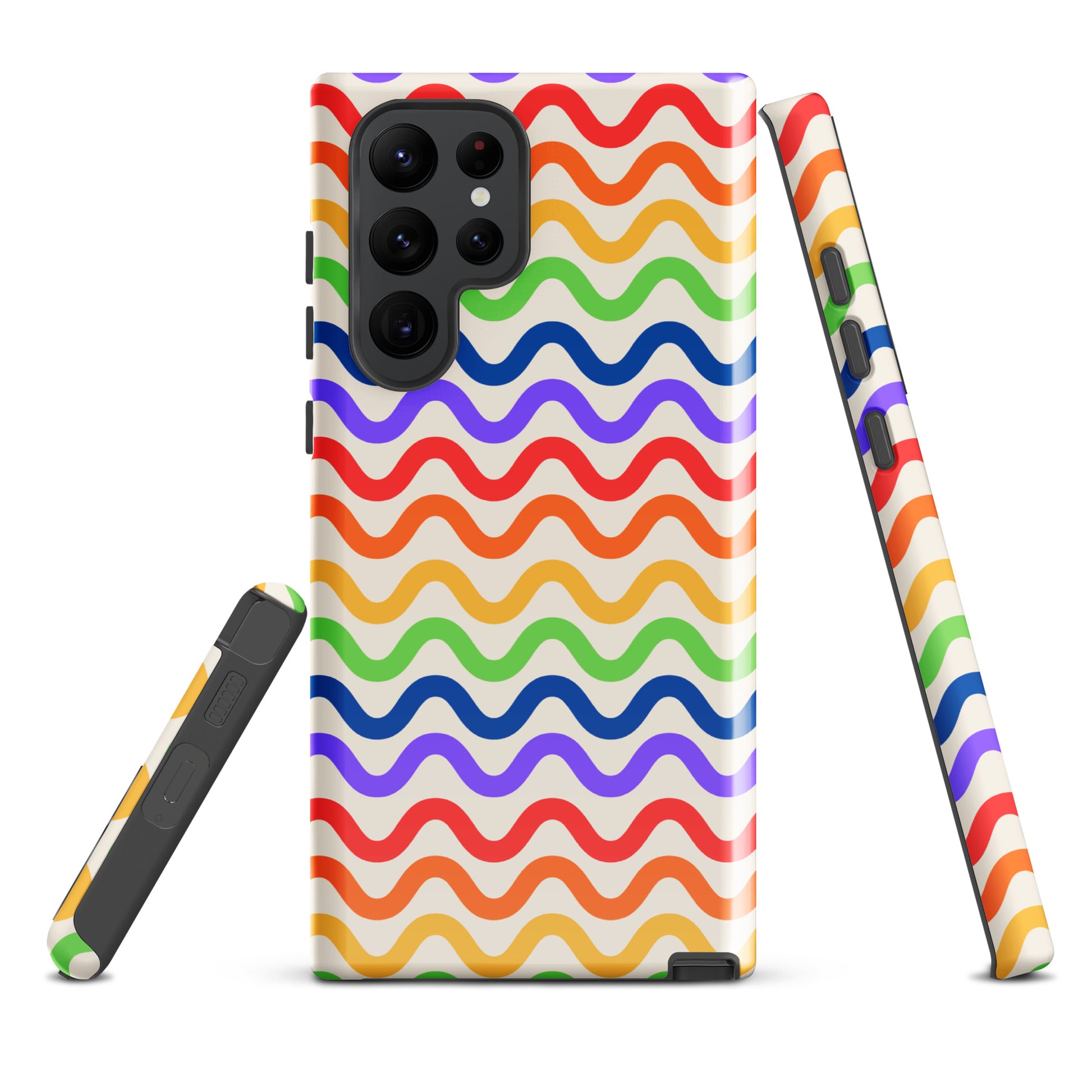 Phone Case for Samsung Galaxy with wavy rainbow design offering vibrant protection
