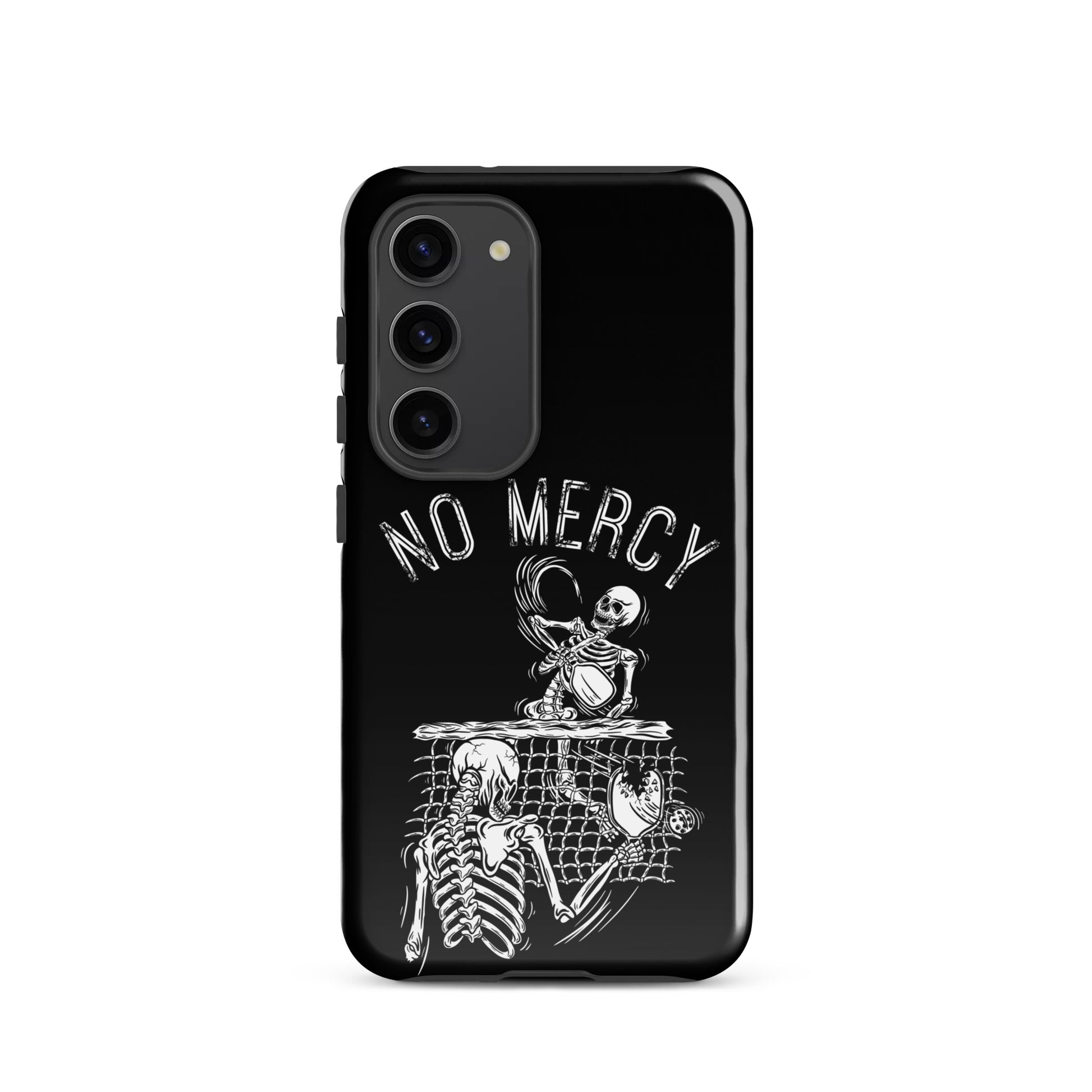 Pickleball Samsung Galaxy case featuring 'No Mercy' design for aggressive players on the court.