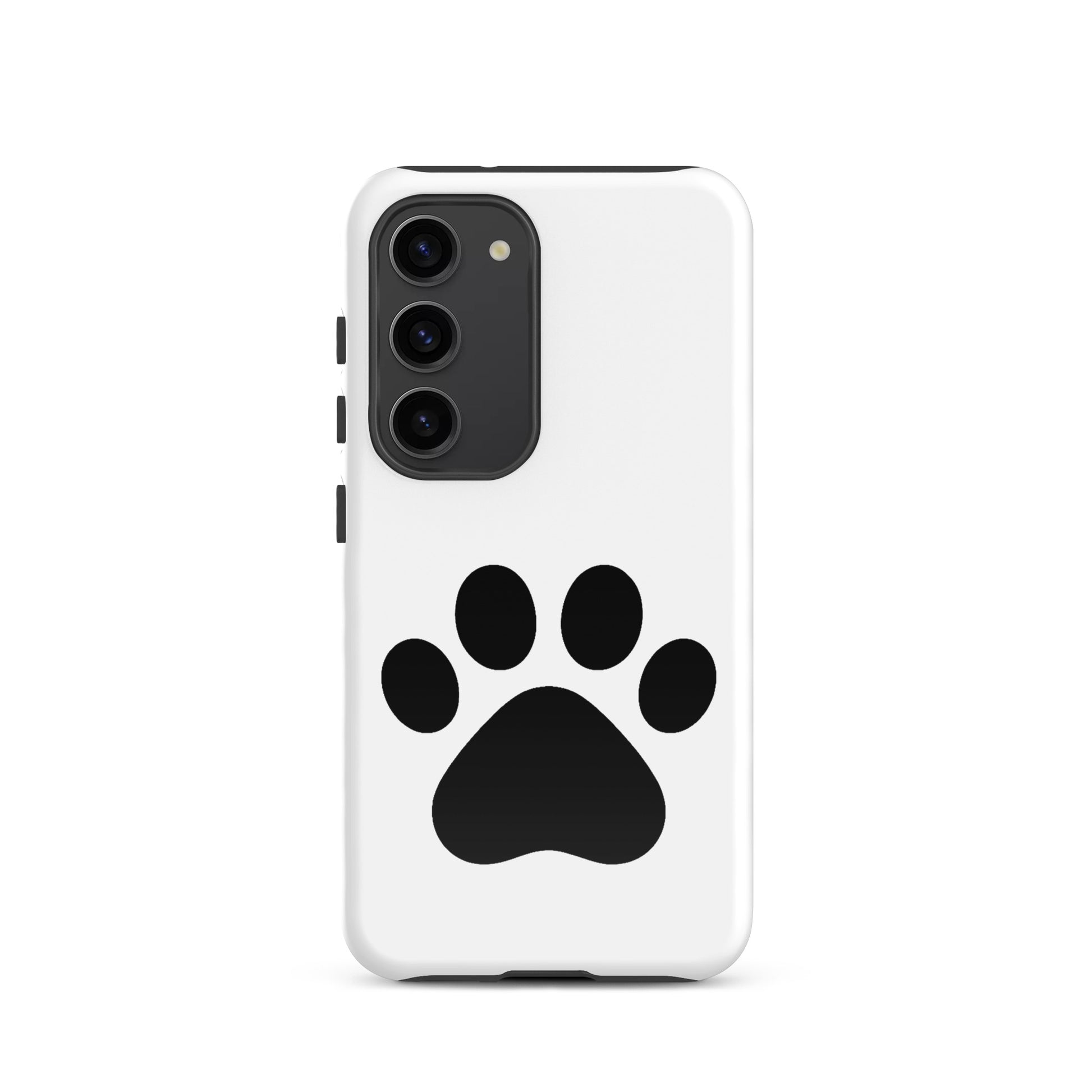 Phone Case for Samsung Galaxy featuring a minimalist black paw print design, ideal for pet lovers.