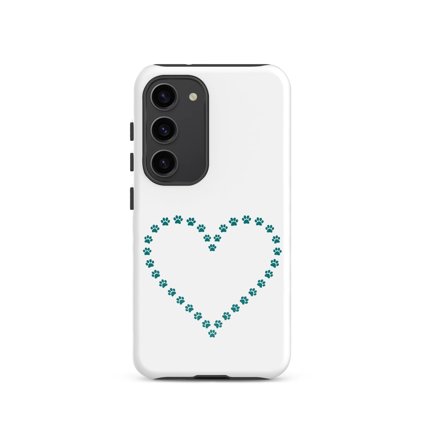 Phone Case for Samsung Galaxy featuring a paw print heart design for pet lovers.