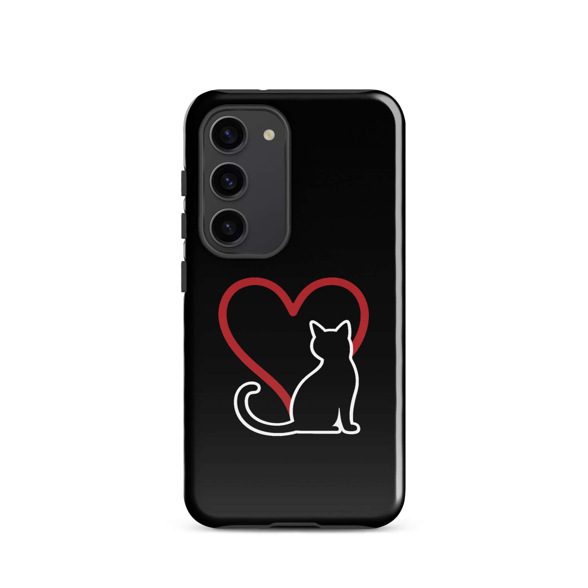 Phone Case for Samsung Galaxy with a minimalist cat and heart design, perfect for cat lovers.