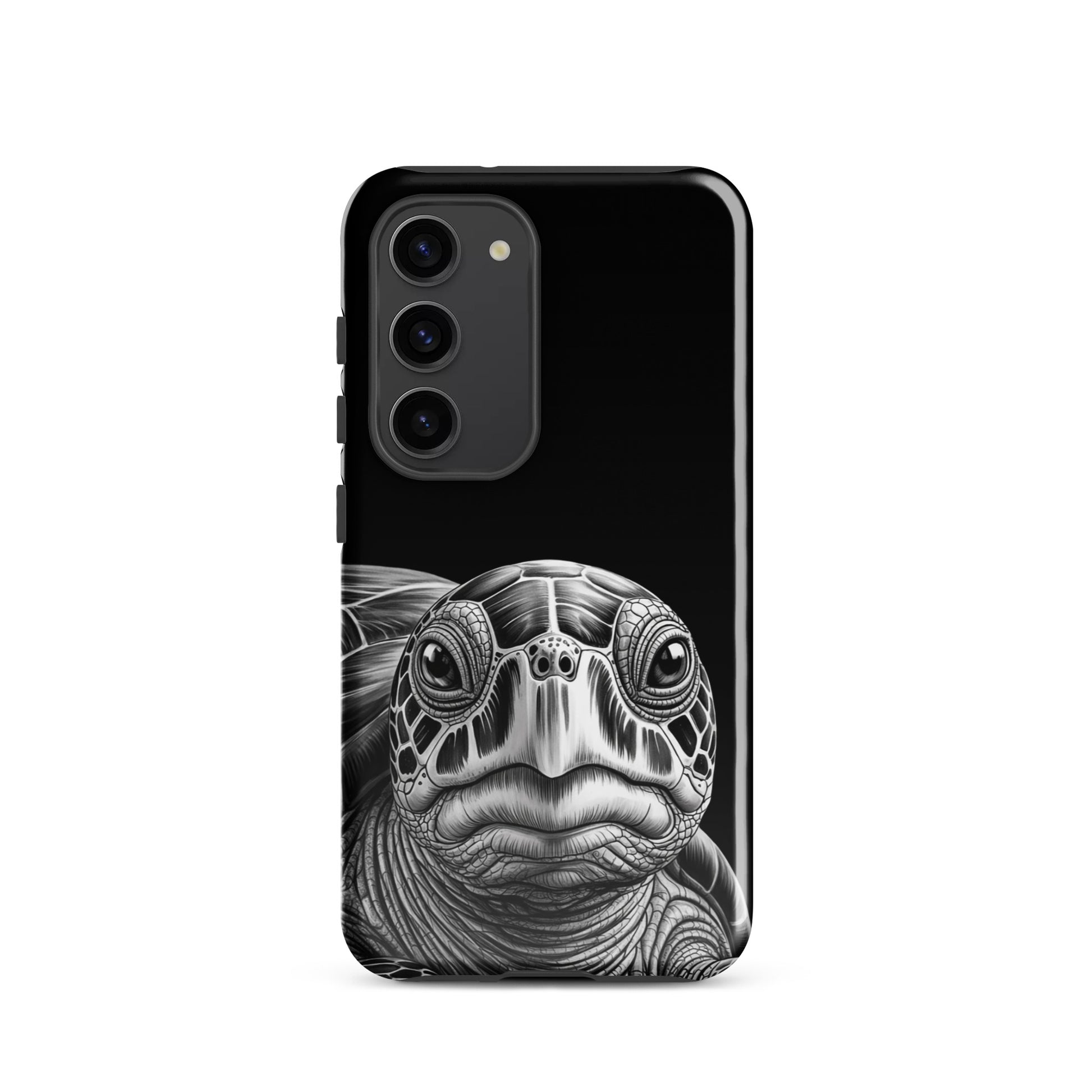 Phone Case for Samsung Galaxy with ancient sea turtle design in pencil sketch, showcasing natural wisdom and endurance.