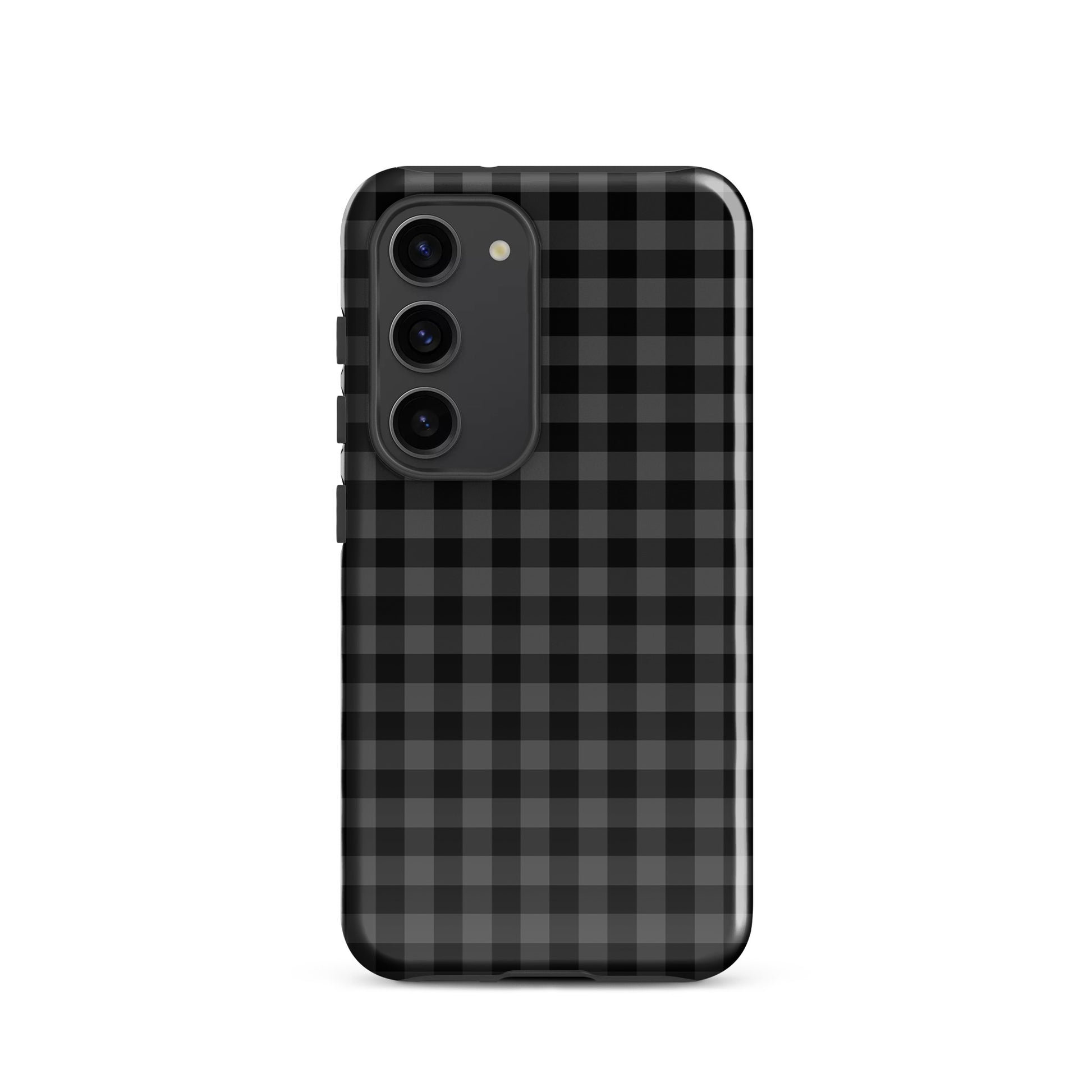 Phone Case for Samsung Galaxy with black gingham pattern, offering style and protection.