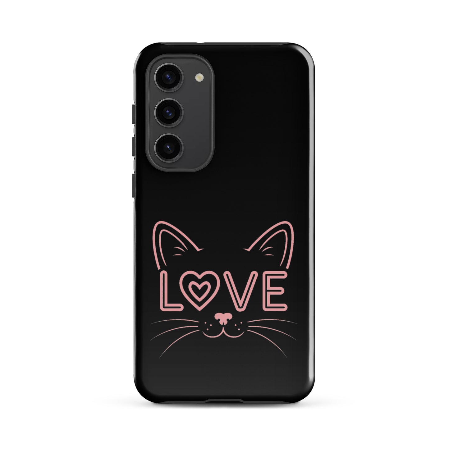 Cat Love Phone Case for Samsung Galaxy with minimalist cat face design and love accent.