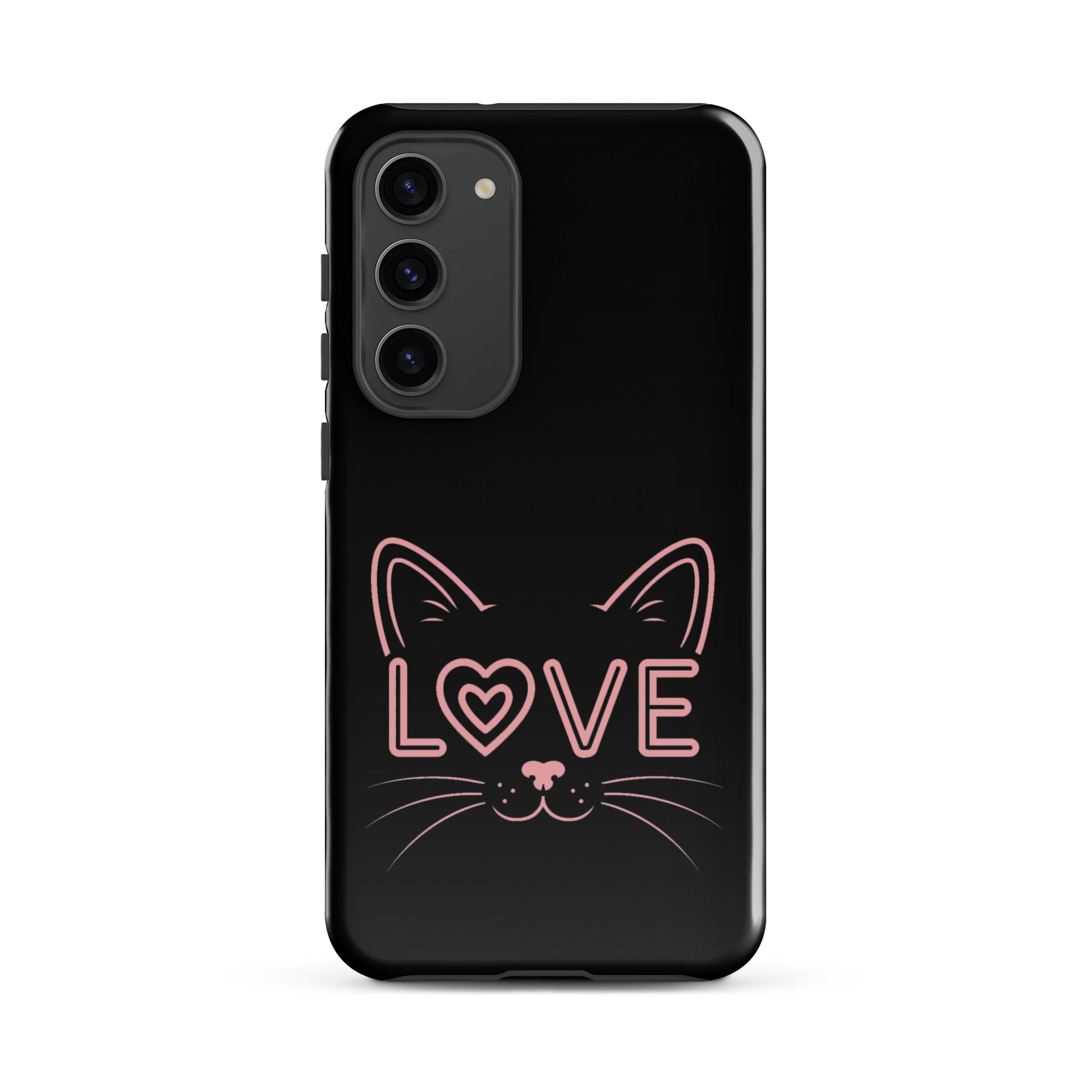 Cat Love Phone Case for Samsung Galaxy with minimalist cat face design and love accent.