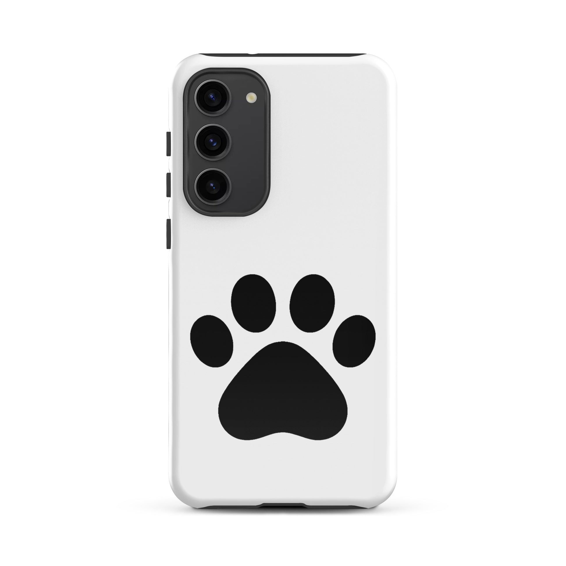 Phone Case for Samsung Galaxy with minimalist black paw print design, perfect for pet lovers.