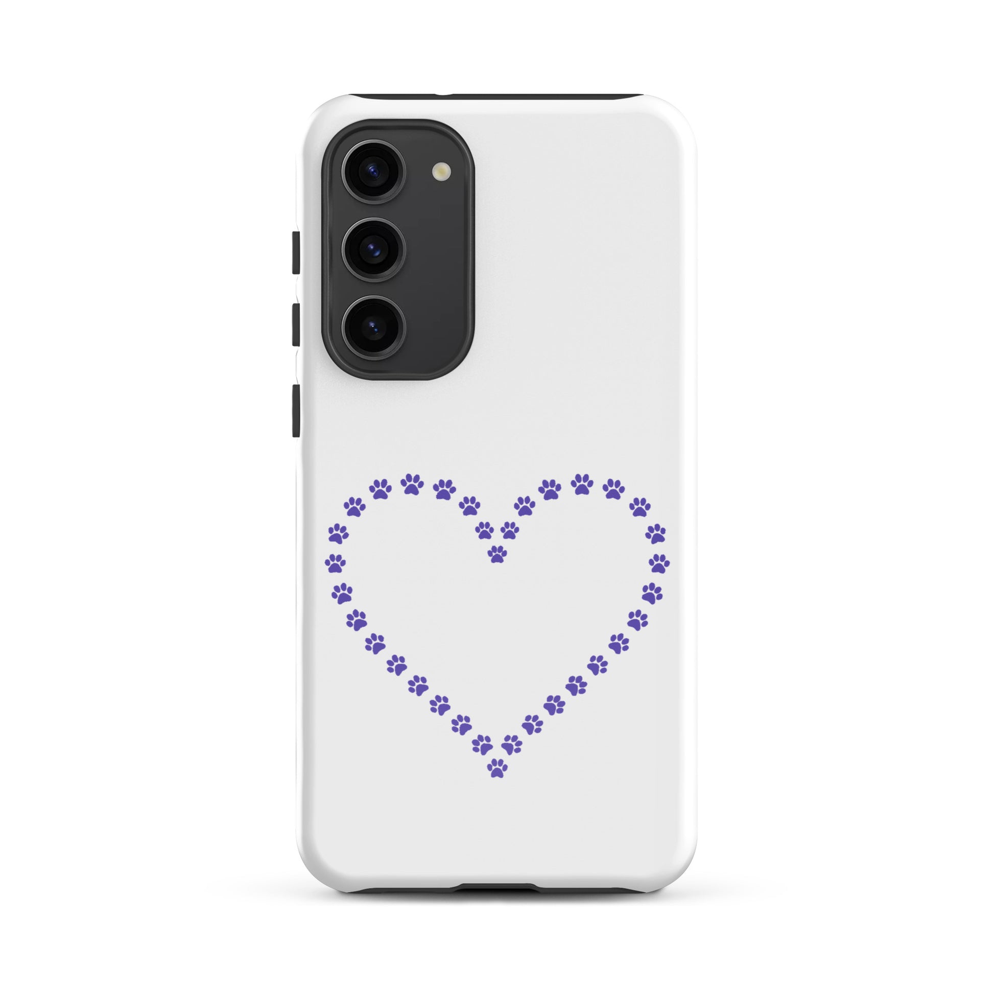 Phone Case for Samsung Galaxy featuring a whimsical paw print heart design for pet lovers.