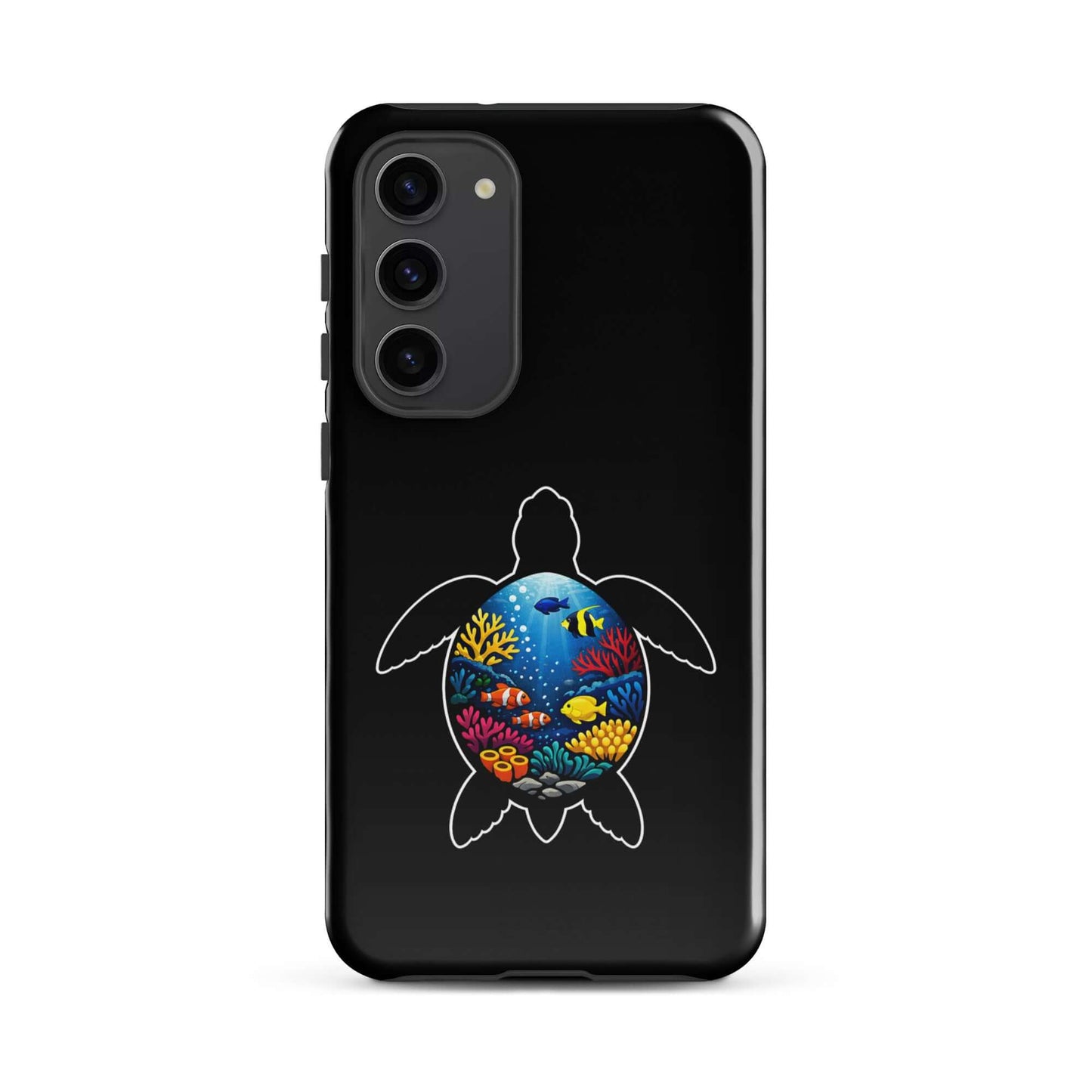 Phone case featuring vibrant sea turtle reef design for Samsung Galaxy.