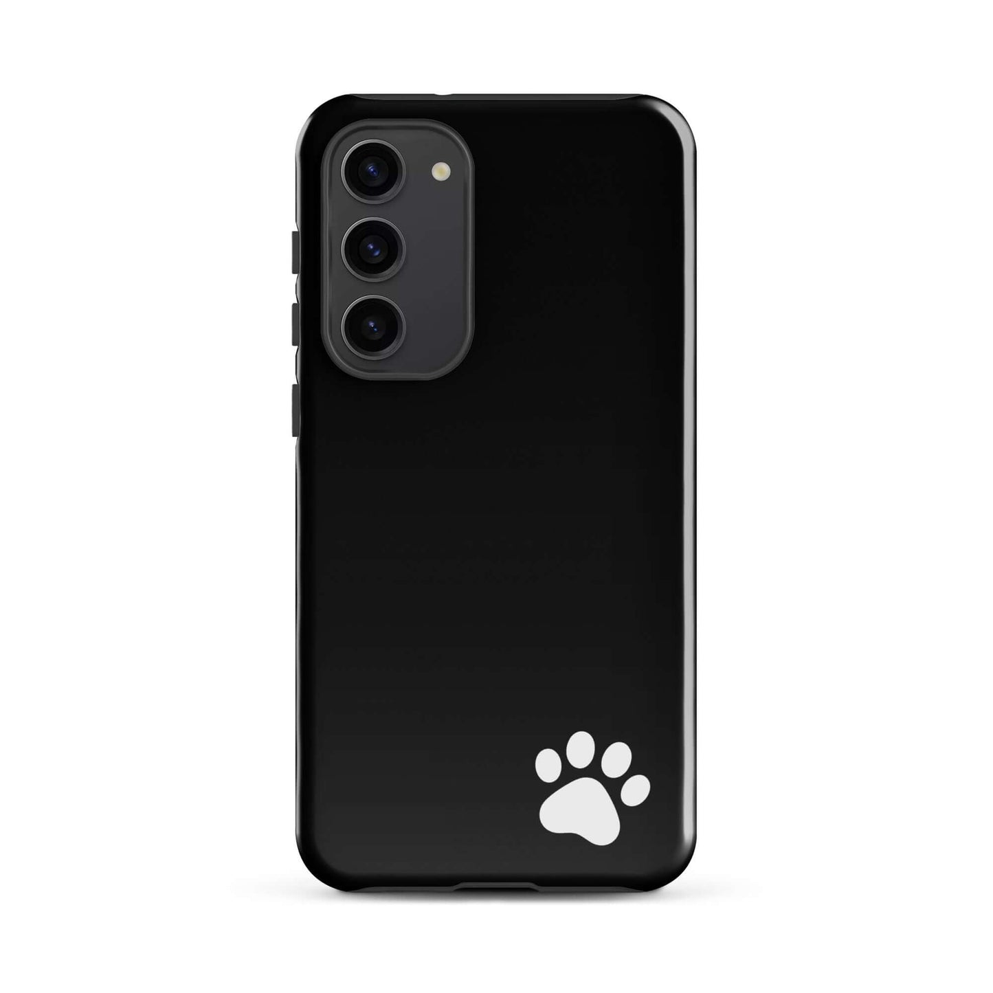 Phone Case for Samsung Galaxy with black paw-print design, minimalist and tough, stylish accessory for pet lovers.