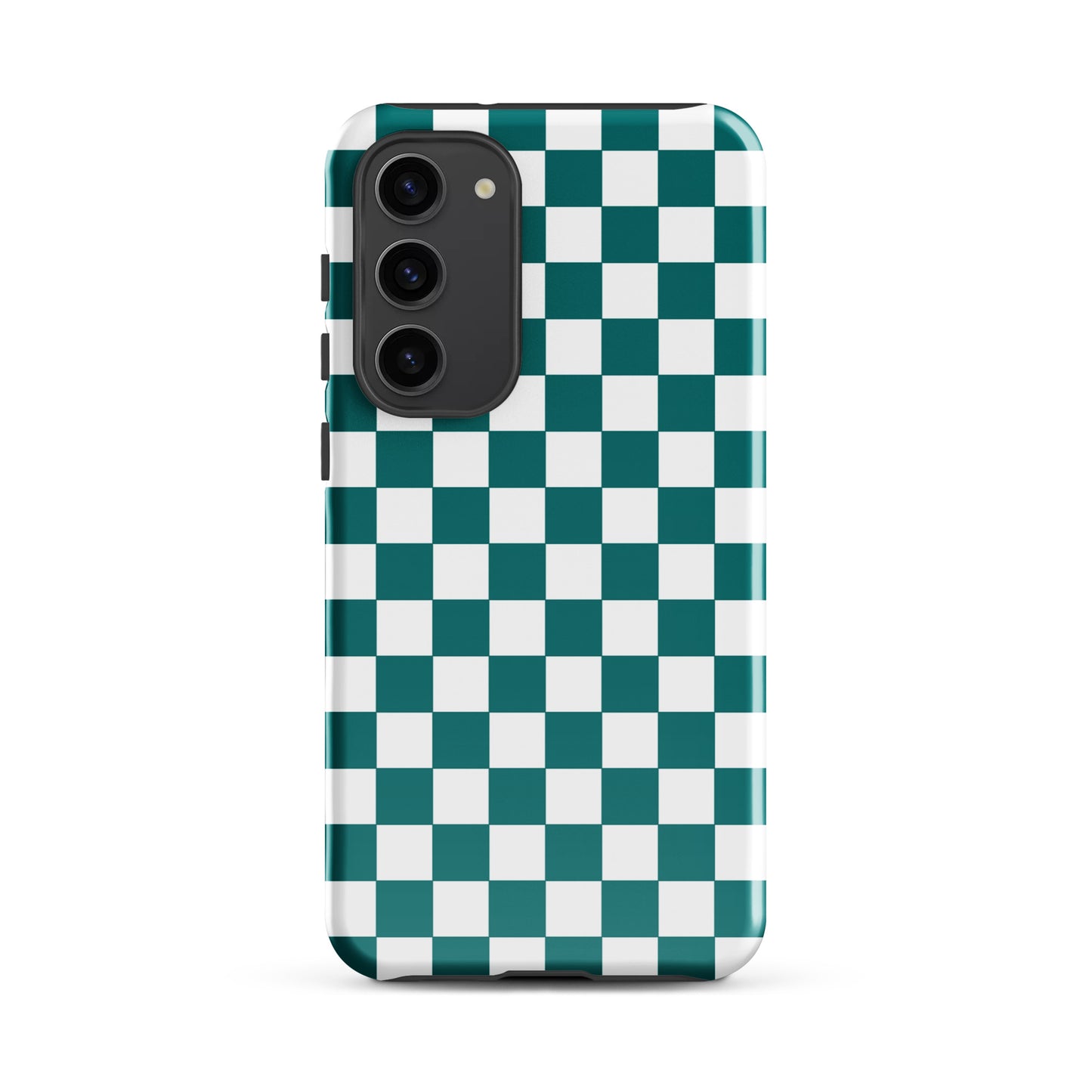 Teal and white checkered Phone Case for Samsung Galaxy.