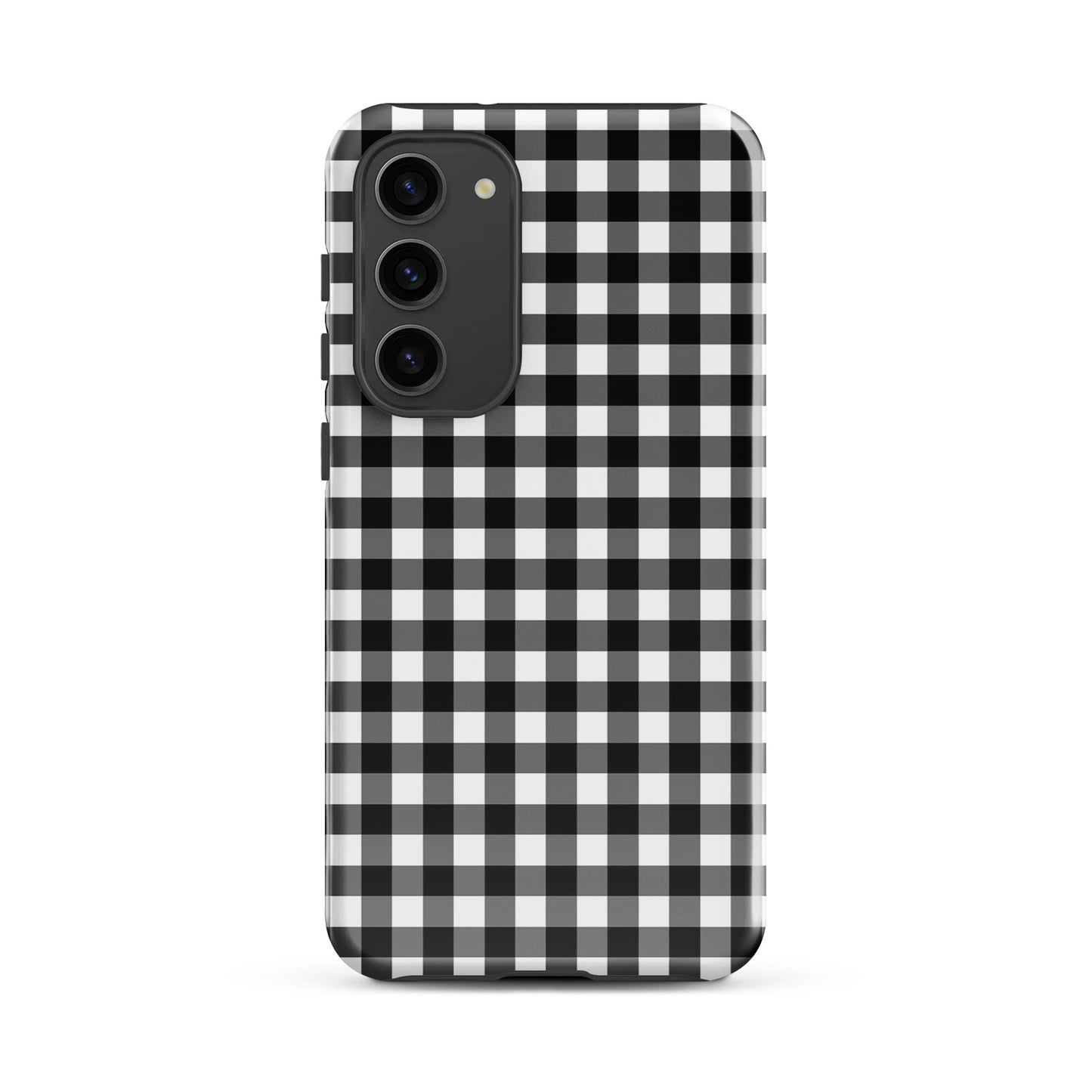 Phone Case for Samsung Galaxy with black-and-white gingham pattern, combining style and protection in a luxurious design.