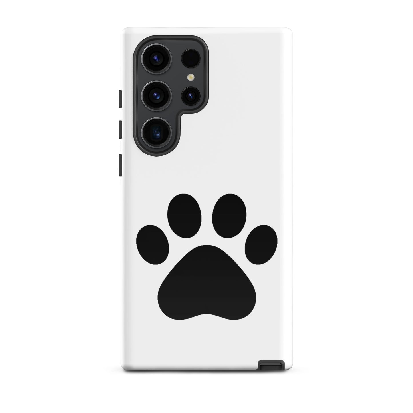 Phone Case for Samsung Galaxy with minimalist black paw print design for pet lovers.
