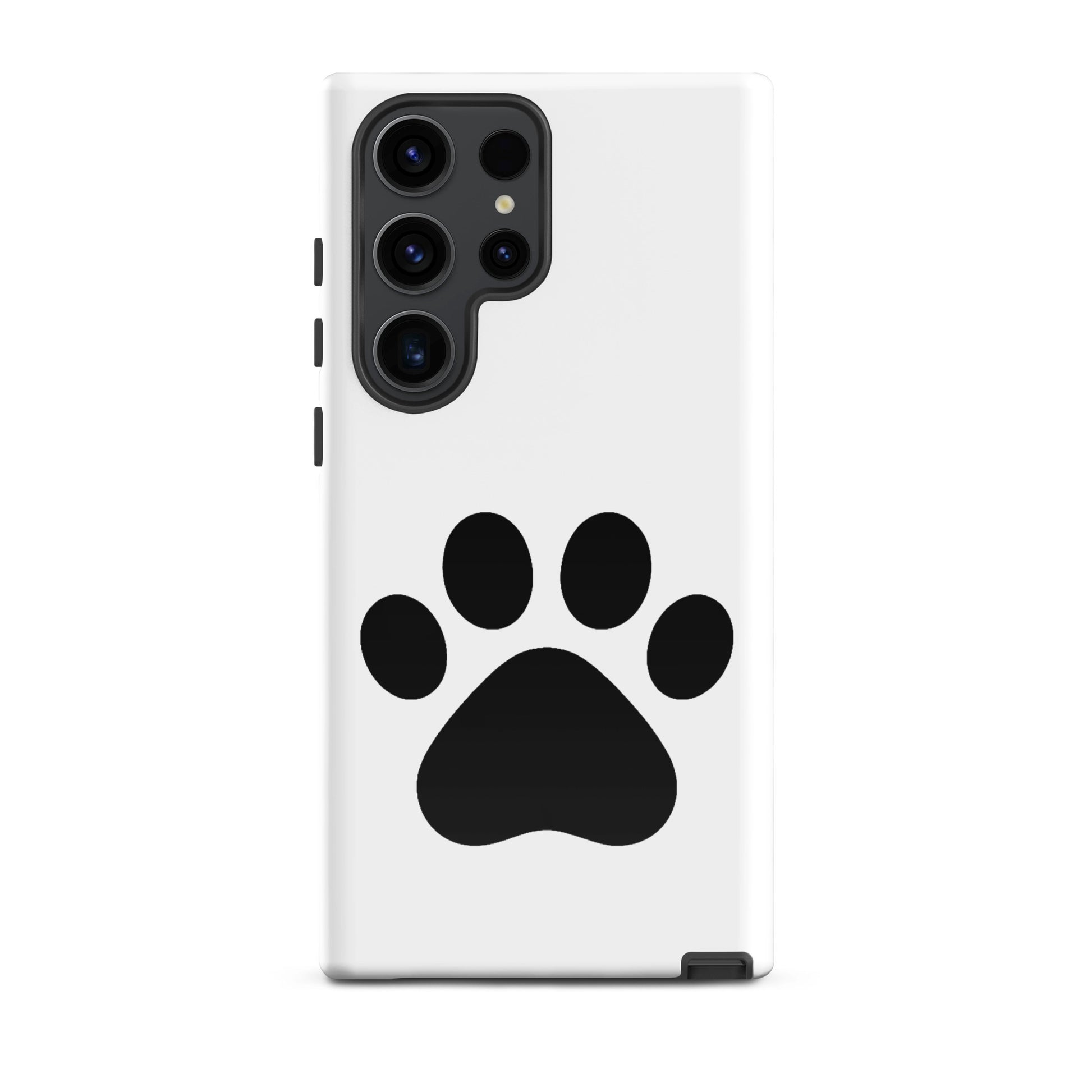 Phone Case for Samsung Galaxy with minimalist black paw print design for pet lovers.
