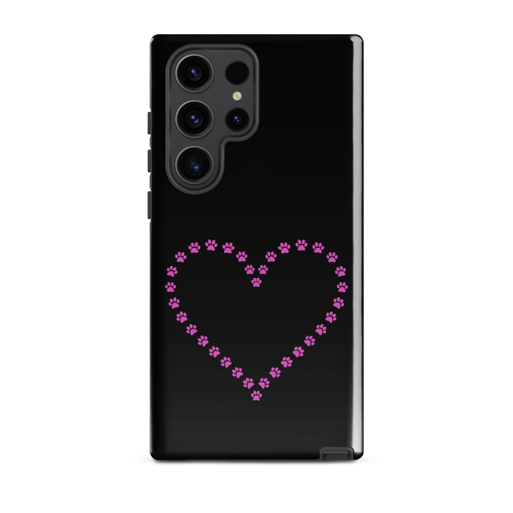 Phone Case for Samsung Galaxy featuring a heart design made of paw prints, perfect for pet lovers.