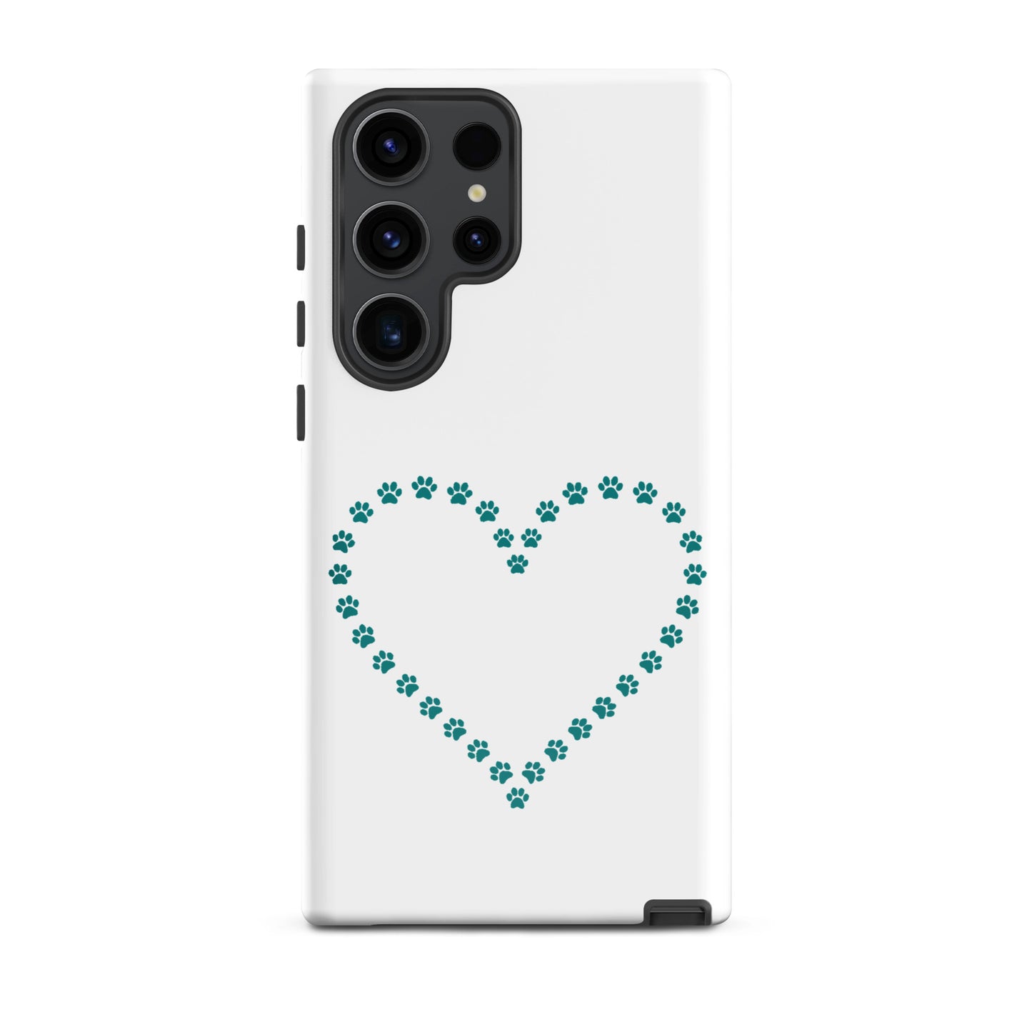 Phone Case for Samsung Galaxy with a heart design made of paw prints, perfect for pet lovers.