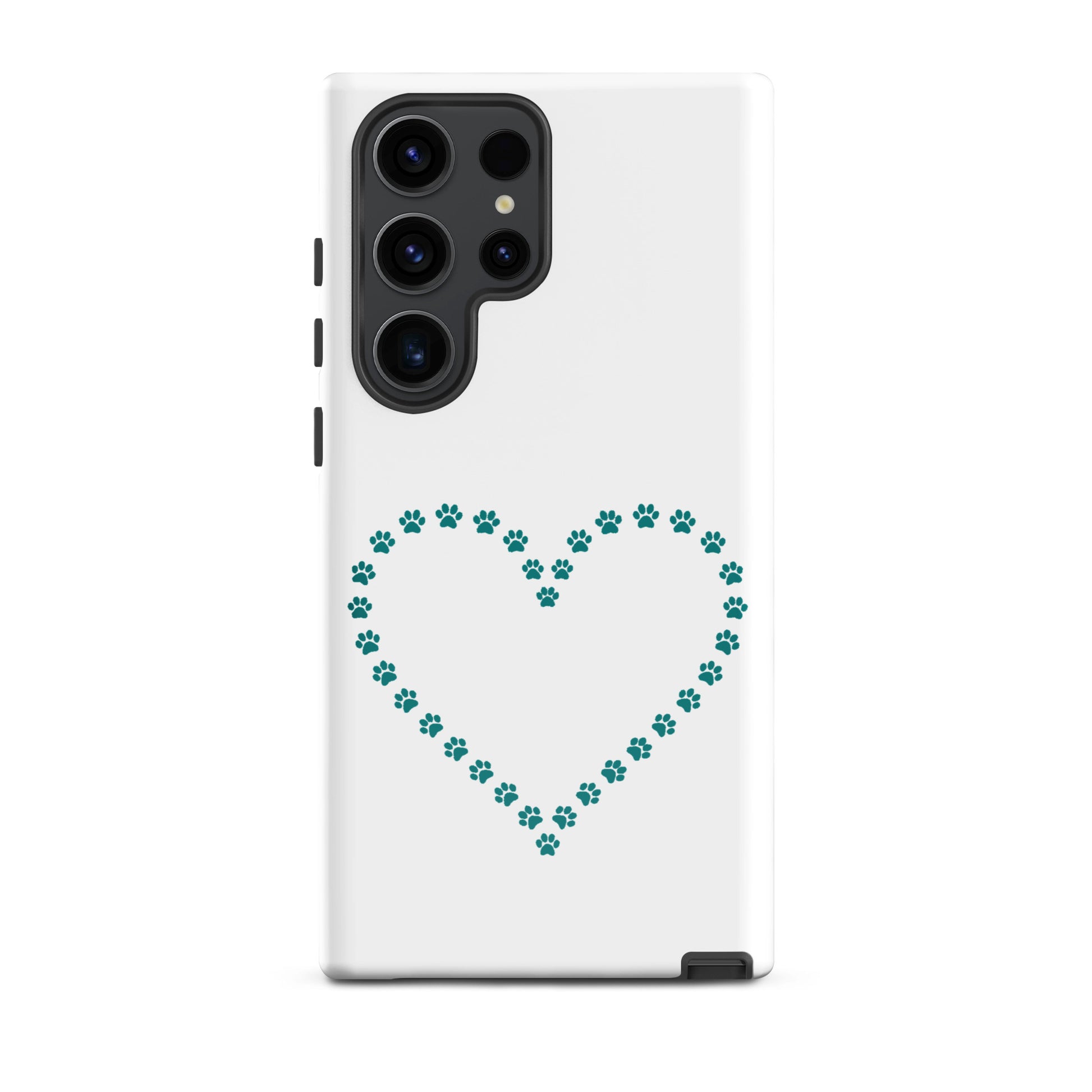 Phone Case for Samsung Galaxy with a heart design made of paw prints, perfect for pet lovers.