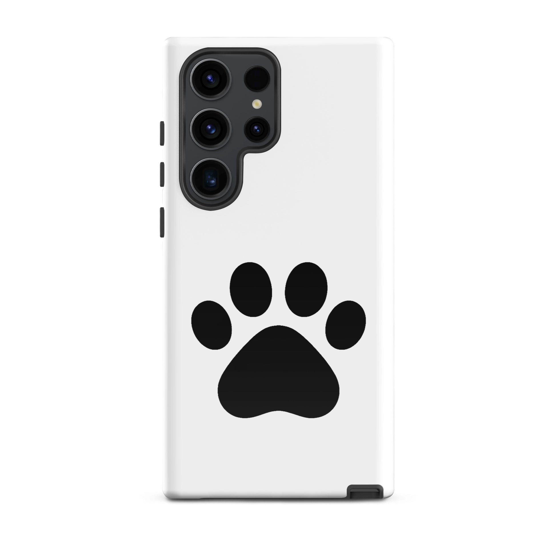 Phone Case for Samsung Galaxy with minimalist black paw print design for pet lovers.