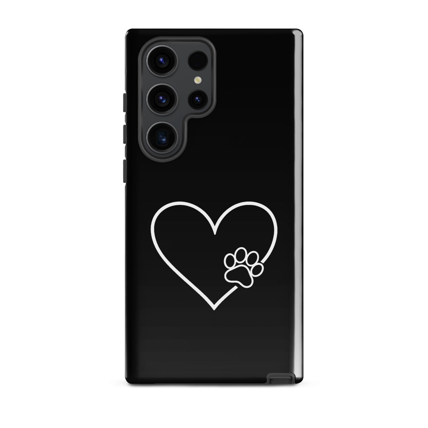 Elegant Heart Paw Print Phone Case for Samsung Galaxy with minimalist pet design.