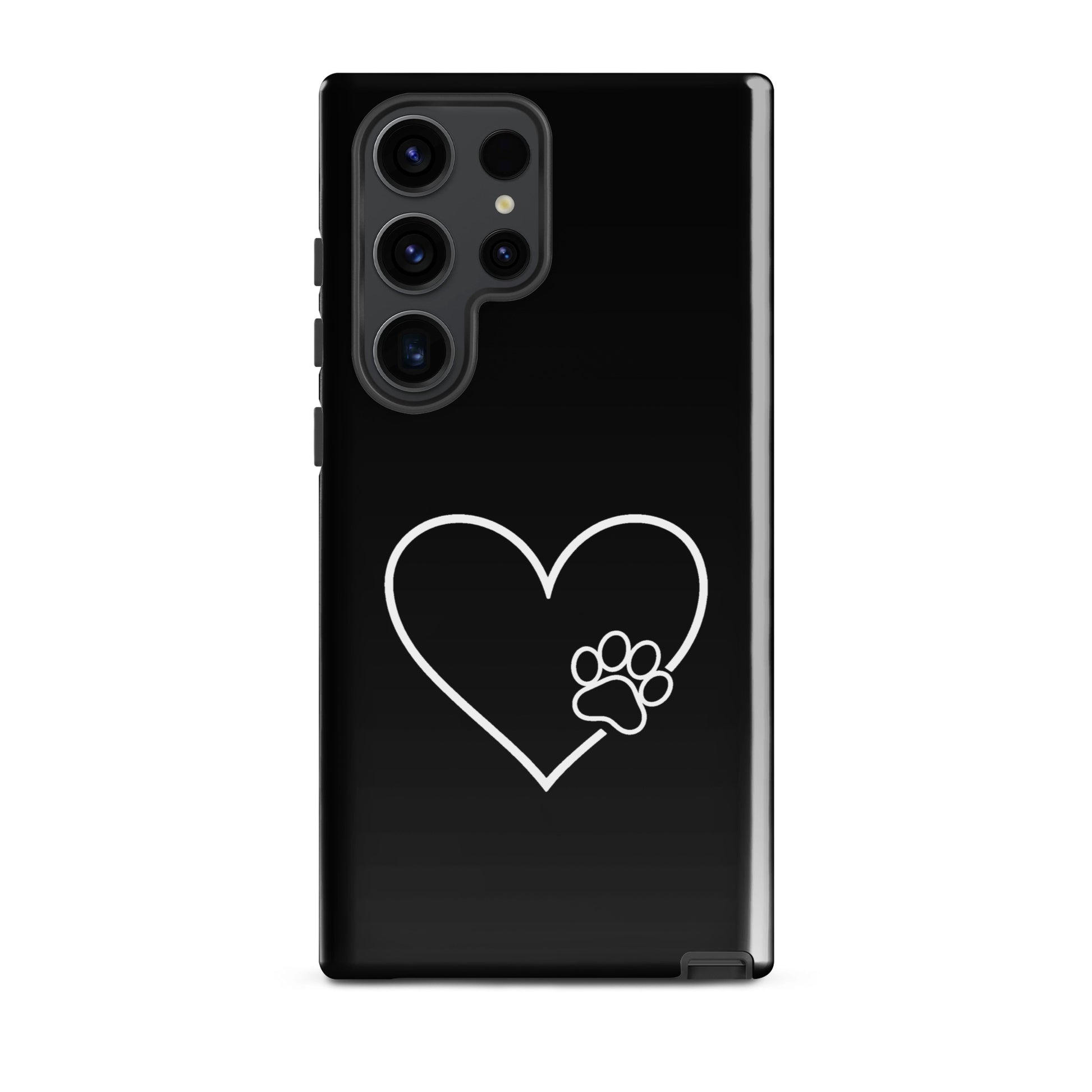 Elegant Heart Paw Print Phone Case for Samsung Galaxy with minimalist pet design.