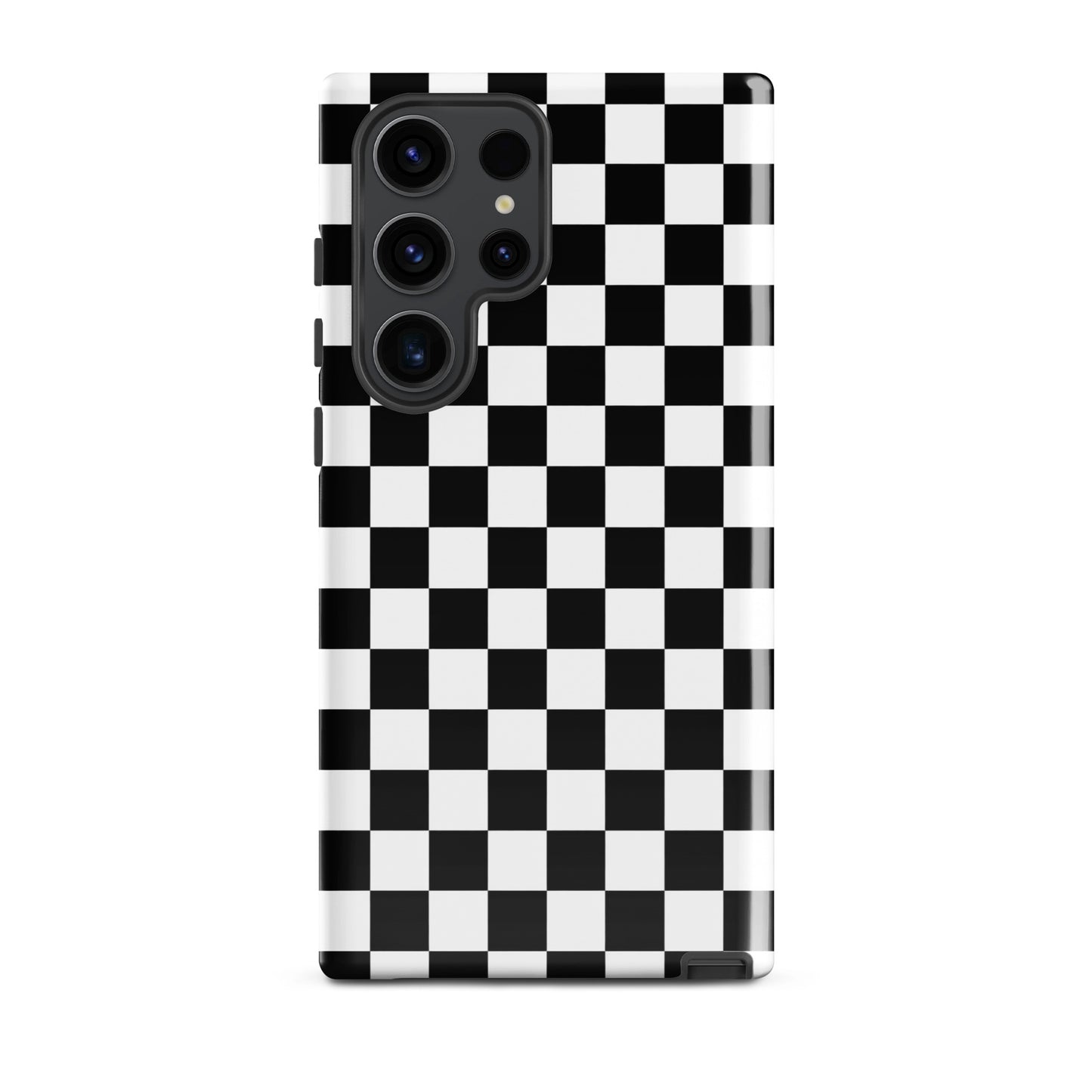 Phone Case with bold black-and-white checkered pattern for Samsung Galaxy, stylish and protective design.