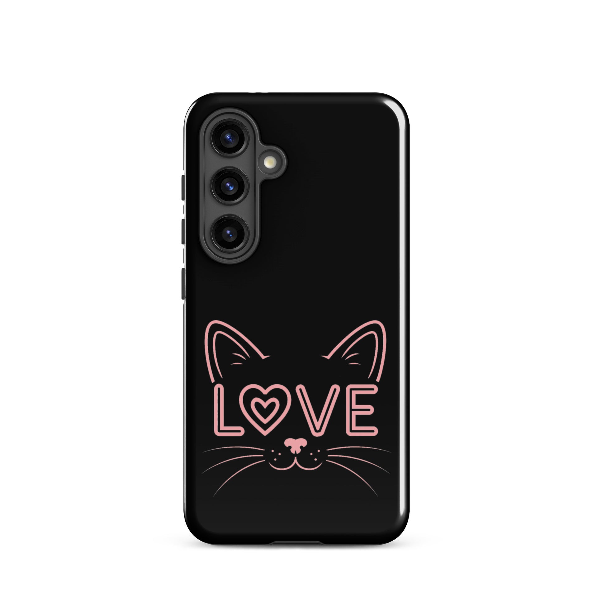 Cat Love Phone Case for Samsung Galaxy with minimalist cat face and love design.