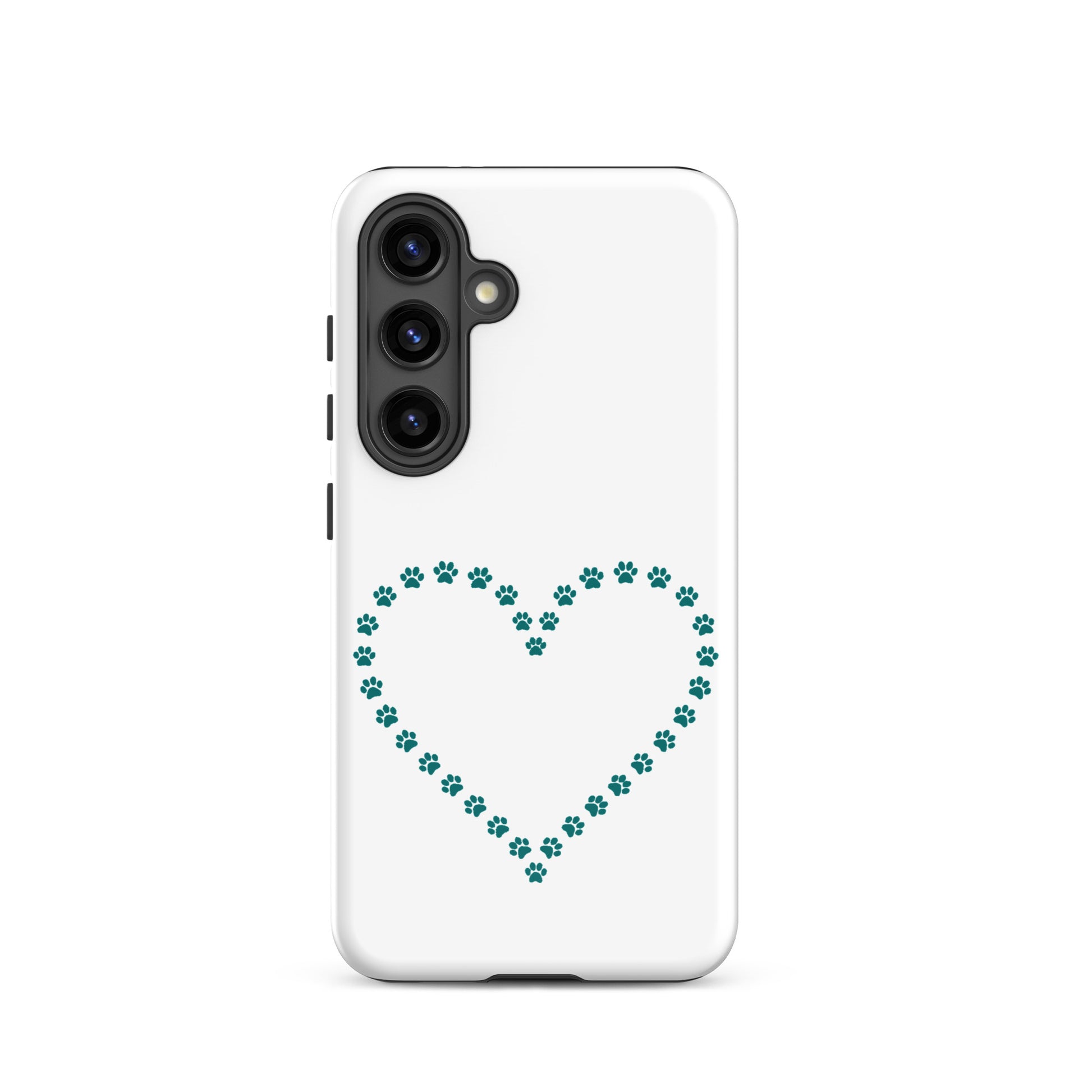 Phone Case for Samsung Galaxy featuring a heart design made of paw prints, perfect for pet lovers.