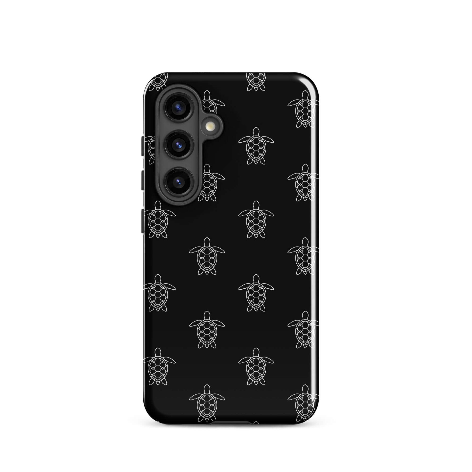 Phone Case featuring minimalist sea turtle pattern in sleek black design with geometric elements.
