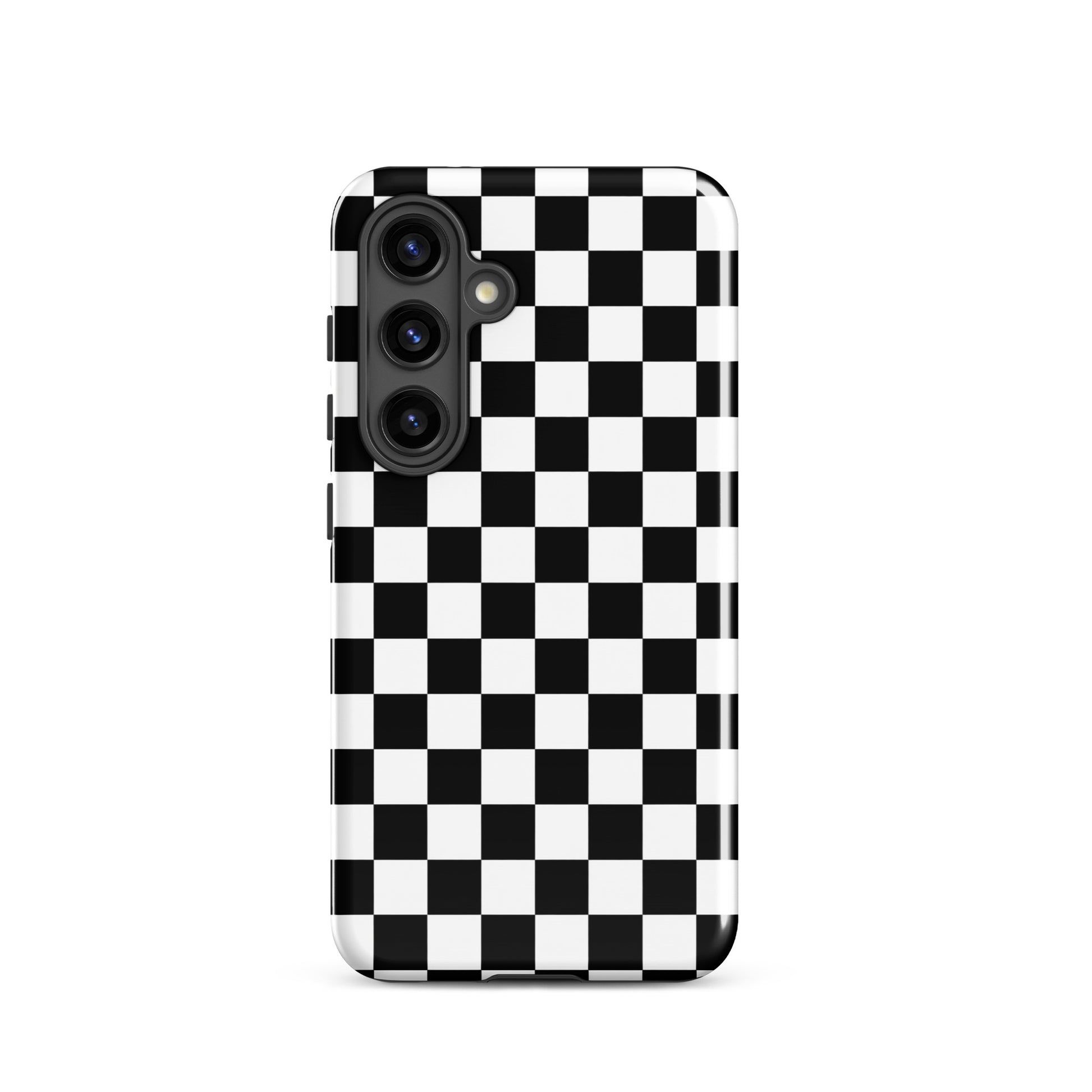 Phone Case for Samsung Galaxy with bold black-and-white checkered pattern for a playful and stylish look.
