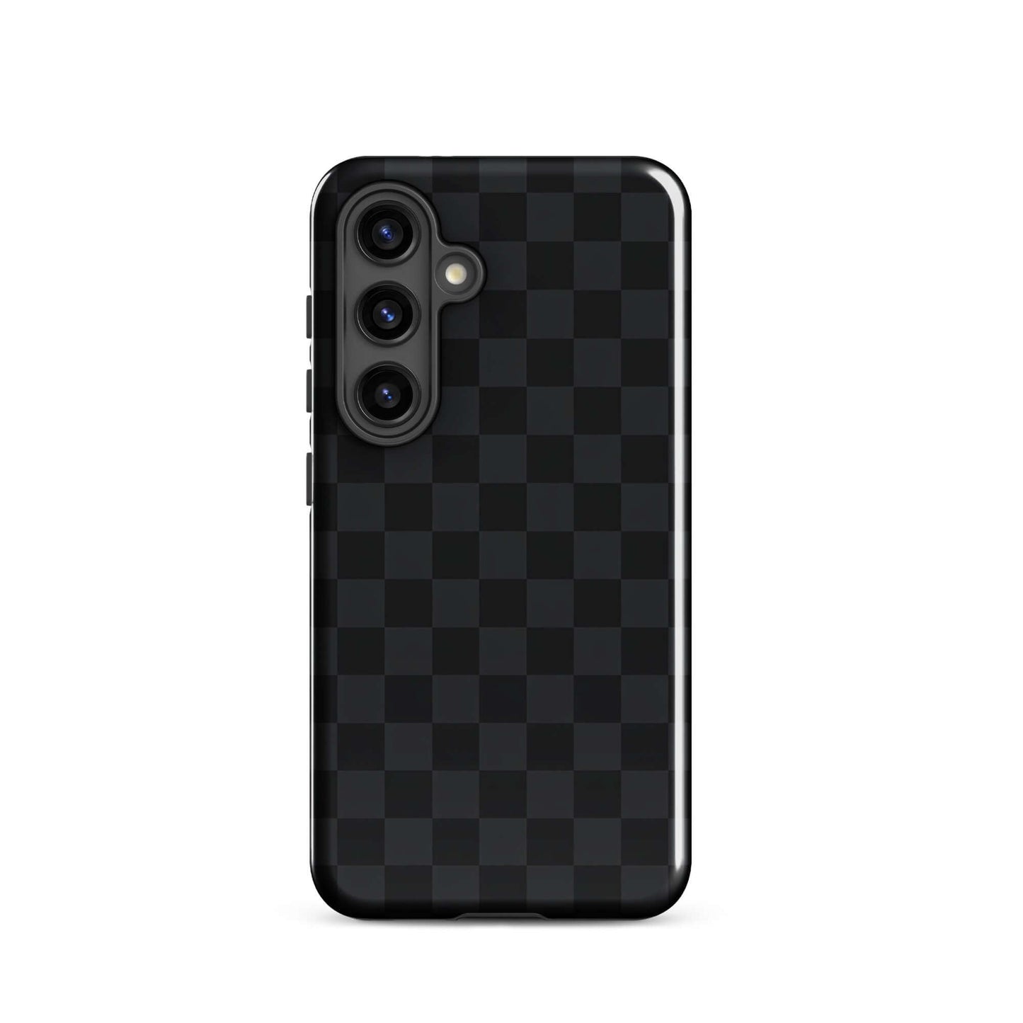 Phone Case for Samsung Galaxy with black and charcoal checkered design, offering sleek and modern protection.