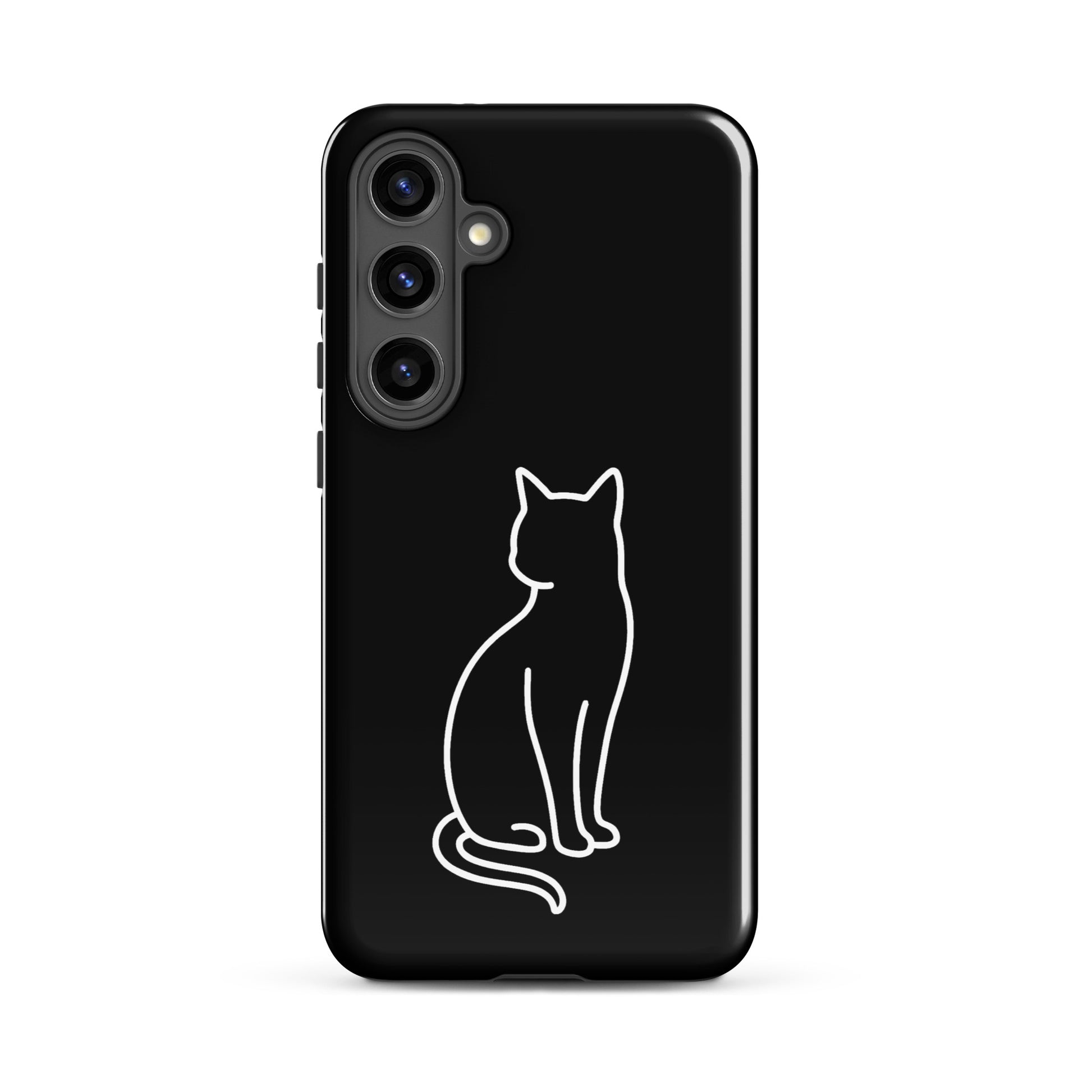 Phone Case for Samsung Galaxy featuring a minimalist cat outline design, perfect for modern pet lovers.