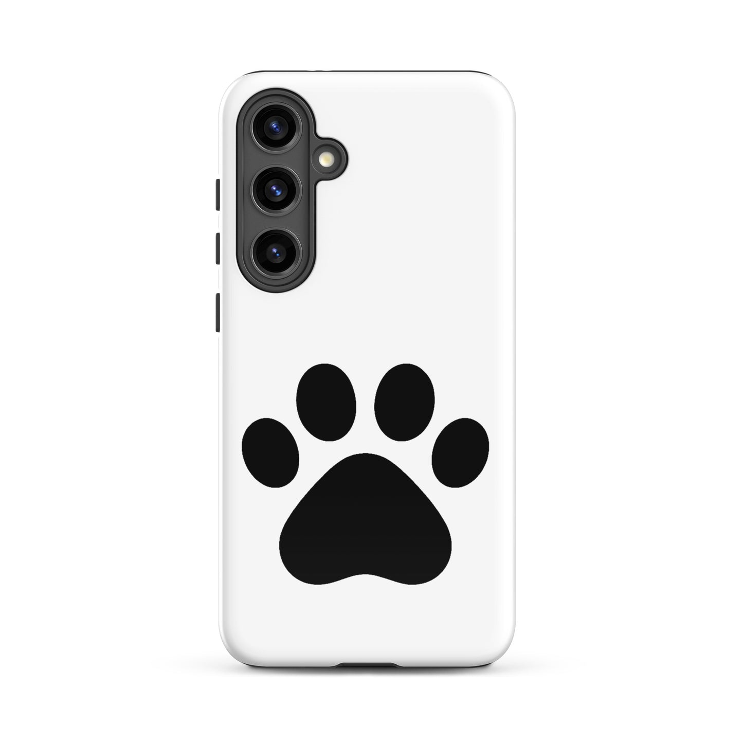 Phone Case for Samsung Galaxy featuring a minimalist black paw print design for pet lovers.