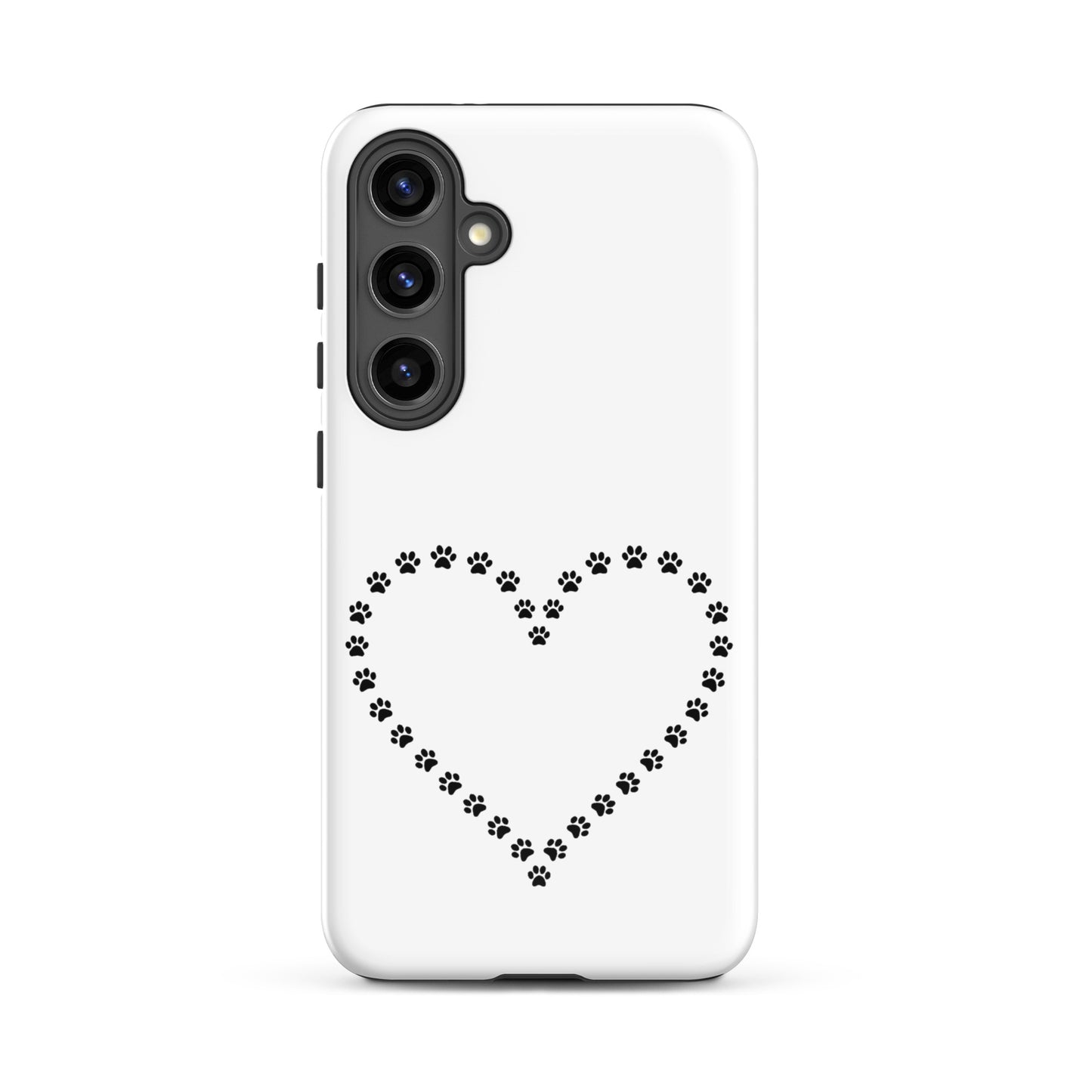 Phone Case for Samsung Galaxy with paw print heart design for pet lovers.