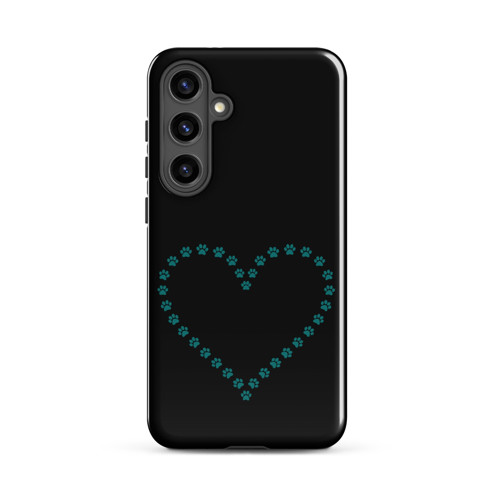 Phone Case featuring a heart design made of paw prints, perfect for pet lovers.
