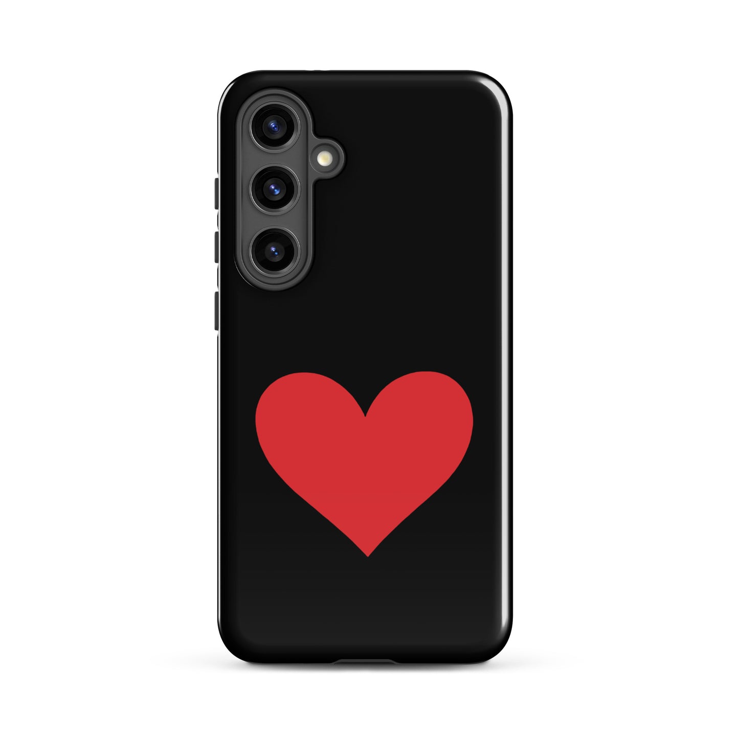 Phone Case for Samsung Galaxy with vibrant heart design on a black background.