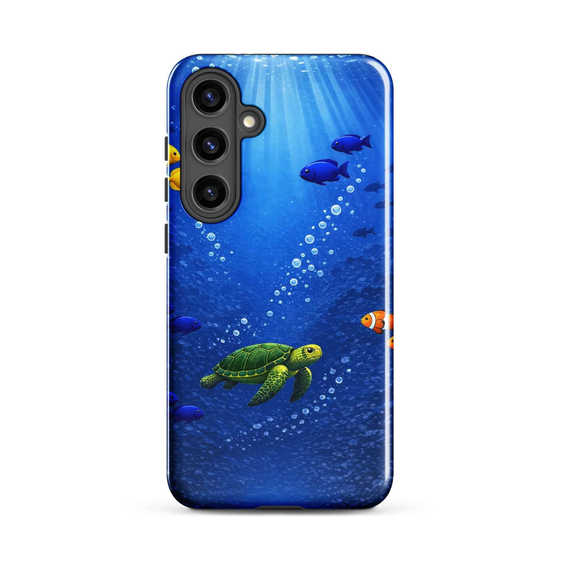 Phone Case for Samsung Galaxy featuring a sea turtle design within the deep blue ocean.