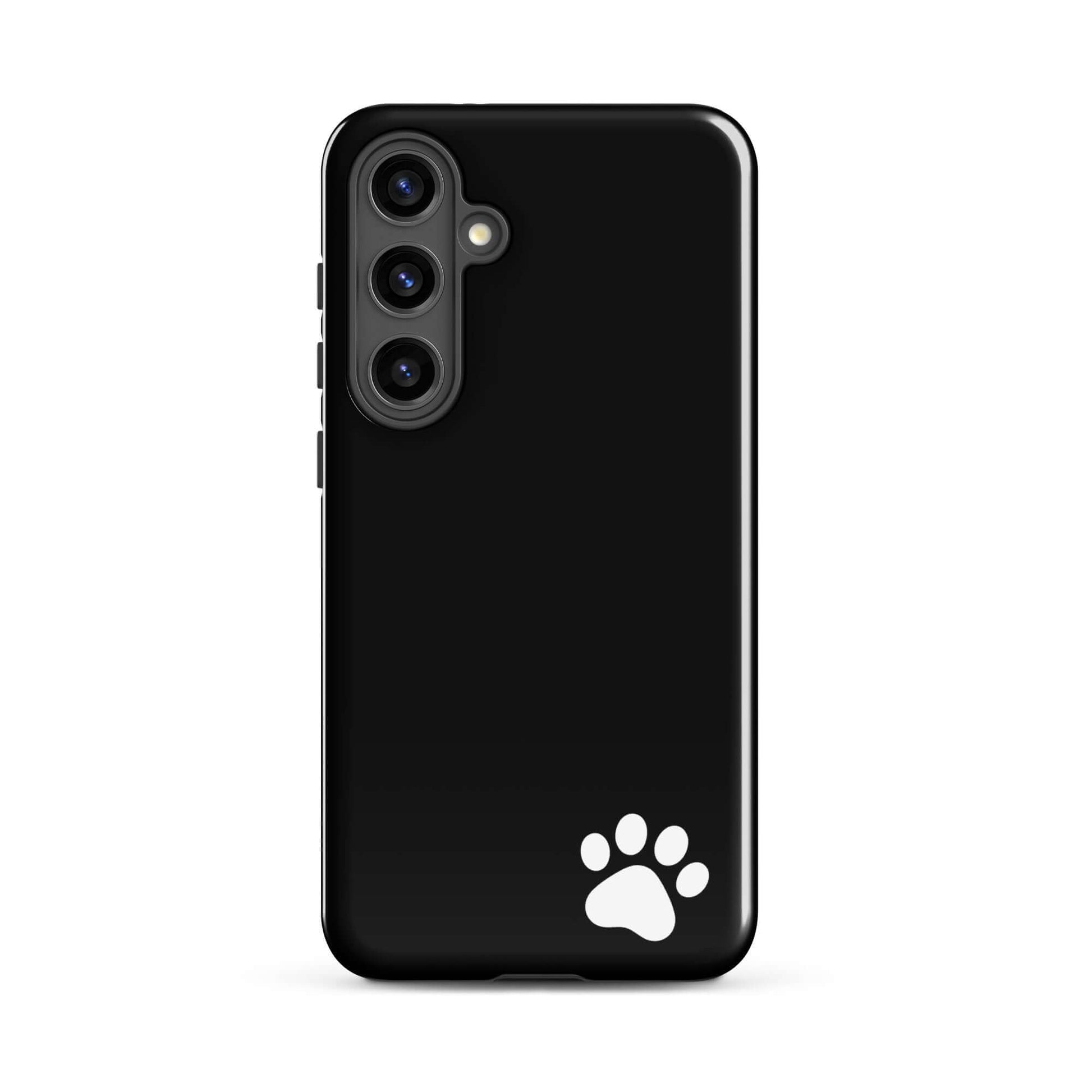 Phone Case for Samsung Galaxy with black design and white paw print, minimalist and tough protective shell for pet lovers