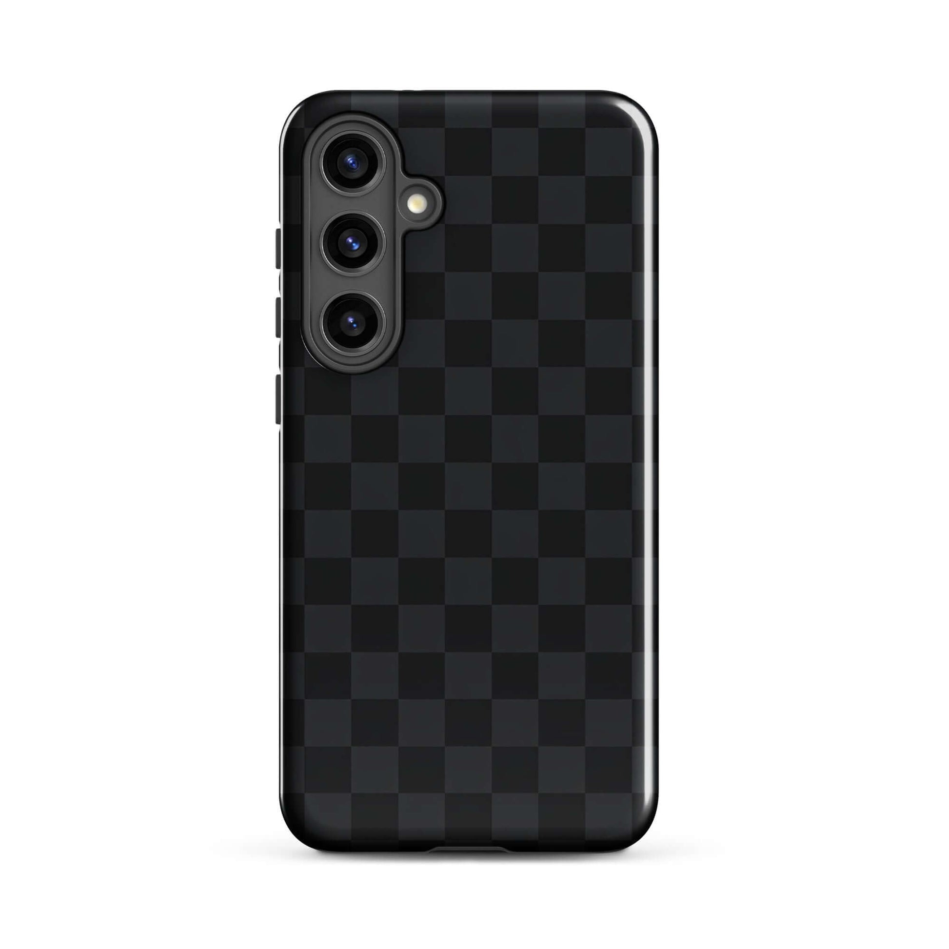 Phone Case for Samsung Galaxy with black and charcoal checkered design, sophisticated and protective accessory.