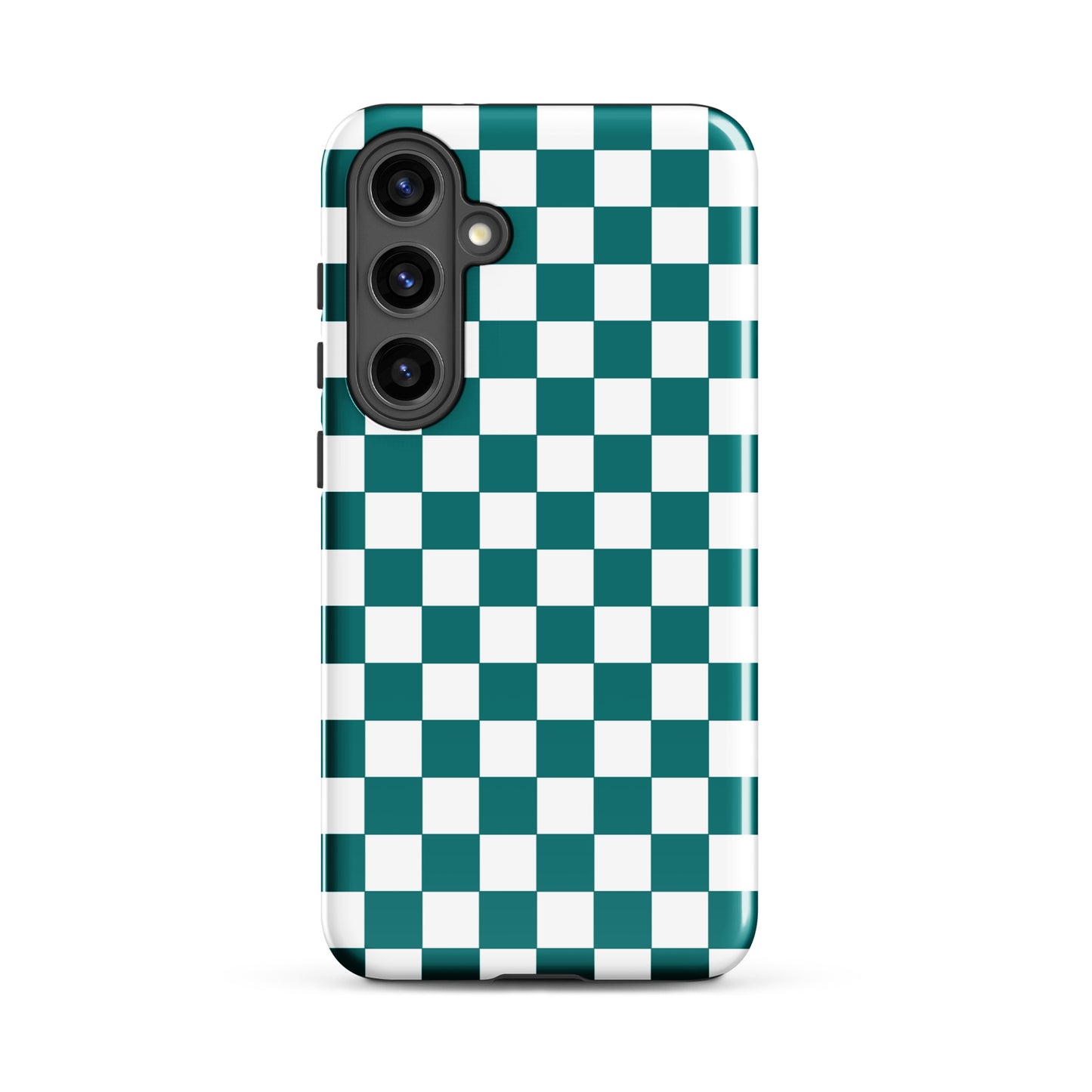 Phone Case for Samsung Galaxy with teal and white checkered design, adding a bold personality and playful vibe.