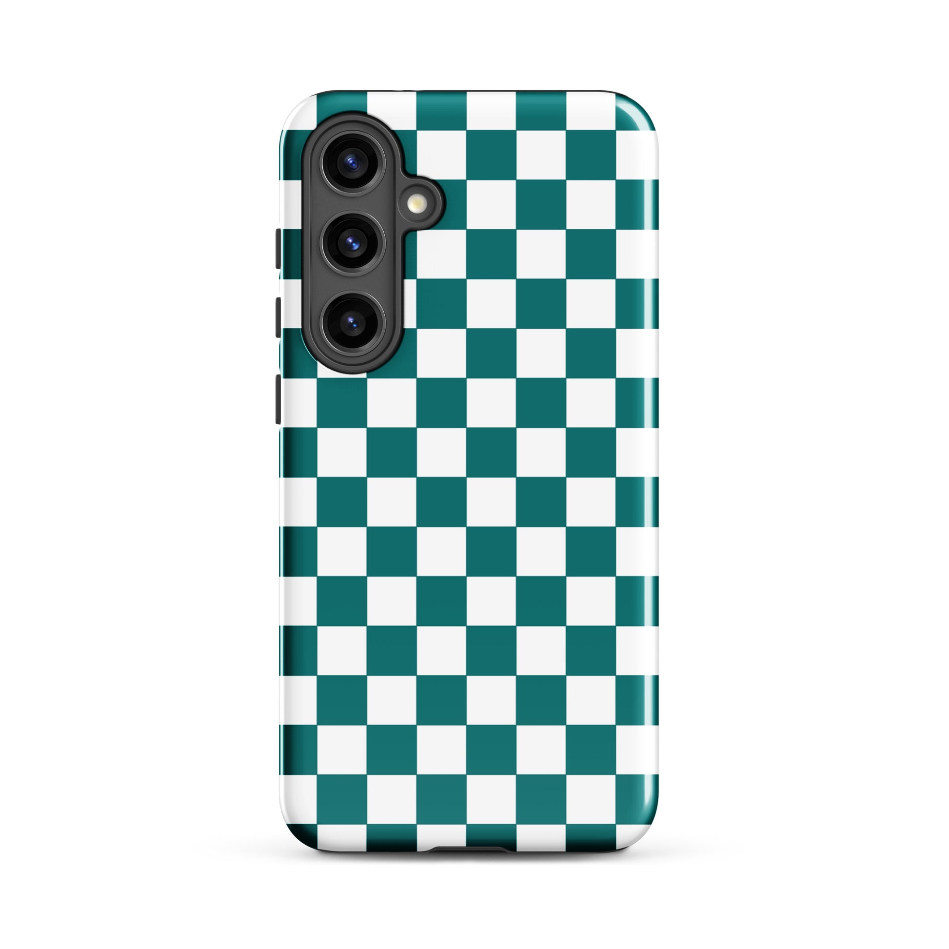 Phone Case for Samsung Galaxy with teal and white checkered design, adding a bold personality and playful vibe.