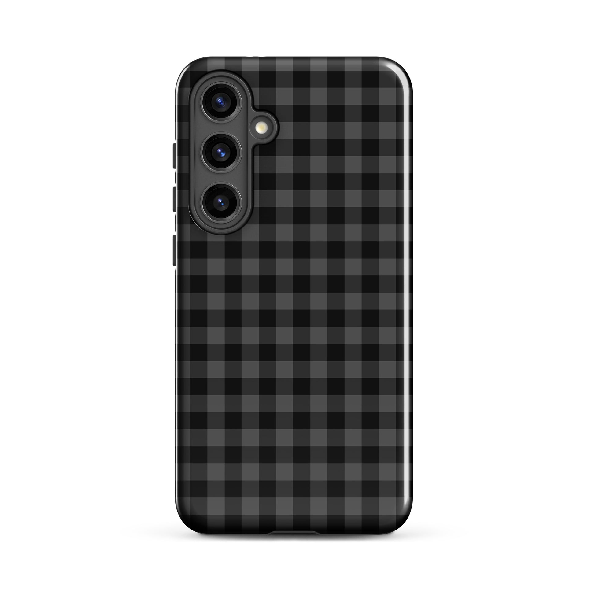 Phone Case with modern black-and-charcoal gingham pattern for Samsung Galaxy, offering stylish protection and luxurious durability.
